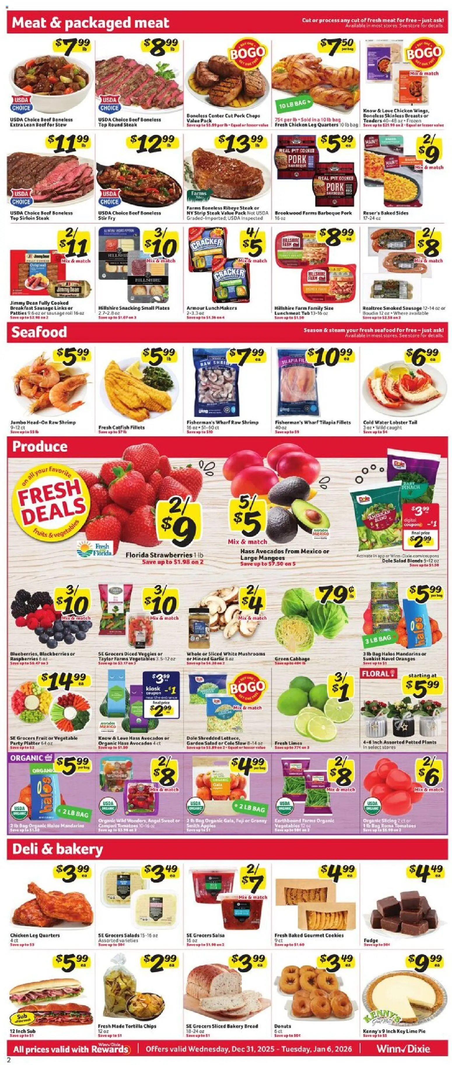 Winn Dixie Weekly Circular - FL - valid from 31.12.2025 | Page: 2 | Products: Pork, Tomatoes, Strawberries, Bag
