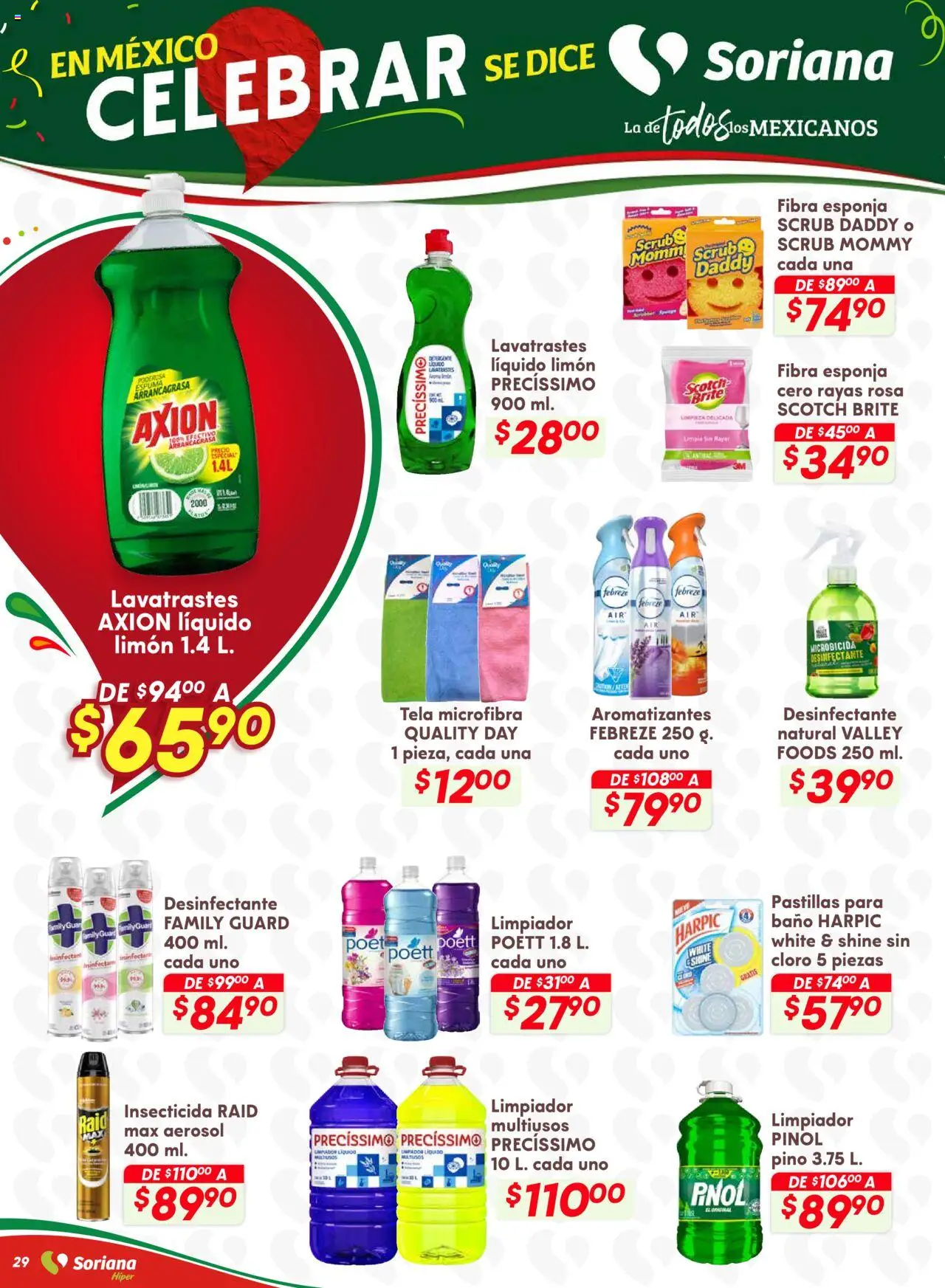 Nuevas ofertas de Soriana válidas en toda la República Mexicana desde el 28.08.2025. ¡Encuentra las mejores ofertas en Soriana - Preciazazaso Híper: Valle de México! | Página: 29 | Productos: Limón, Espuma, Cloro, Baño