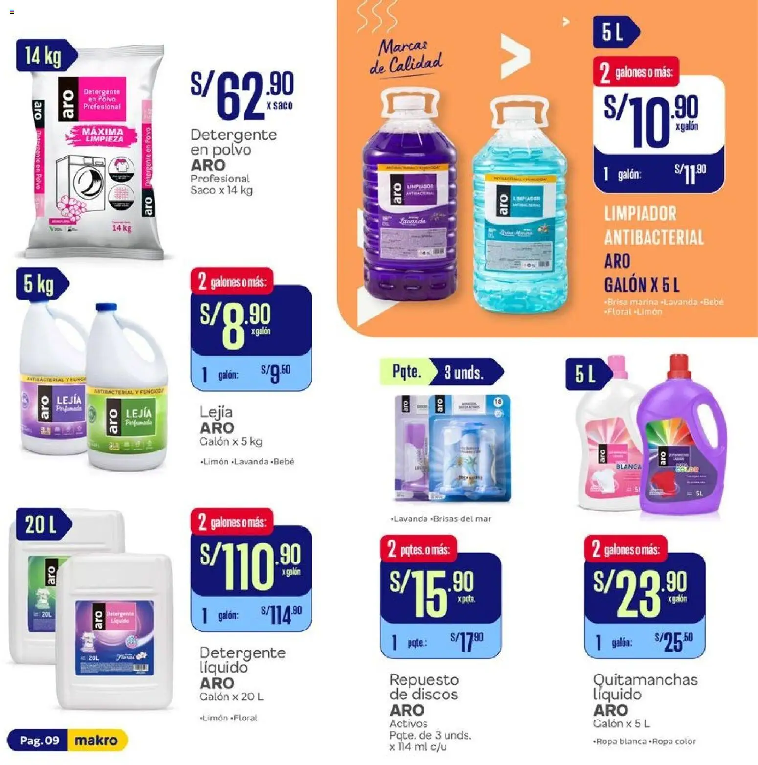 Catálogo Makro válido desde 22.02.2026 | Página: 9 | Productos: Quitamanchas, Detergente, Ropa, Polvo