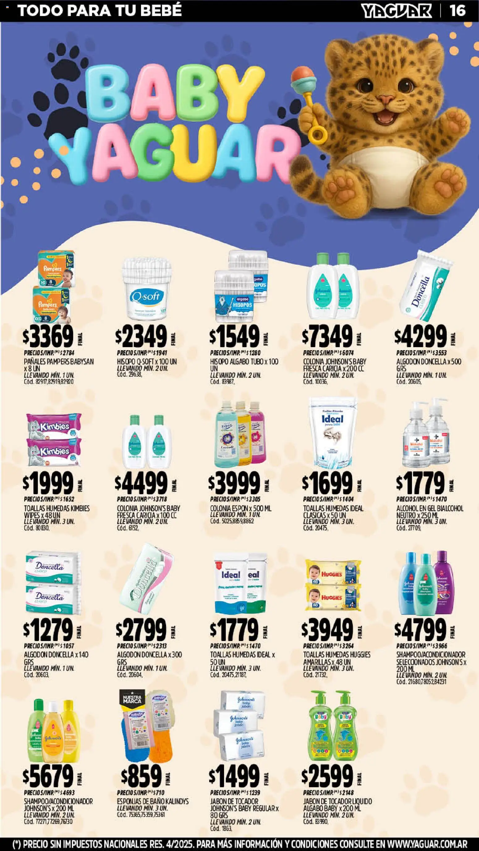 Yaguar catálogo │ válido desde el 05.01.2026 | Página: 17 | Productos: Alcohol en gel, Algodón, Toallas, Pañales