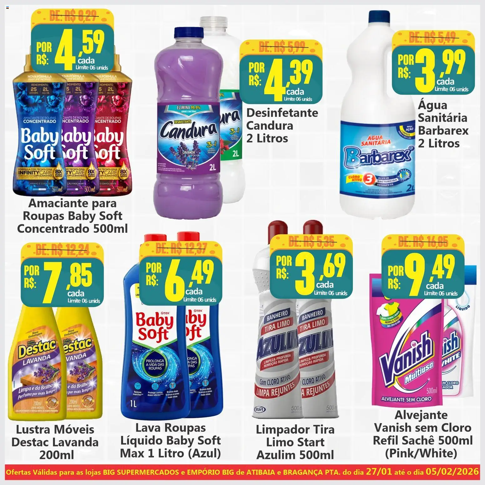 Big Supermercados Folheto - válido de 27.01.2026 | Página: 2 | Produtos: Amaciante de roupas, Roupas, Vanish, Água sanitária