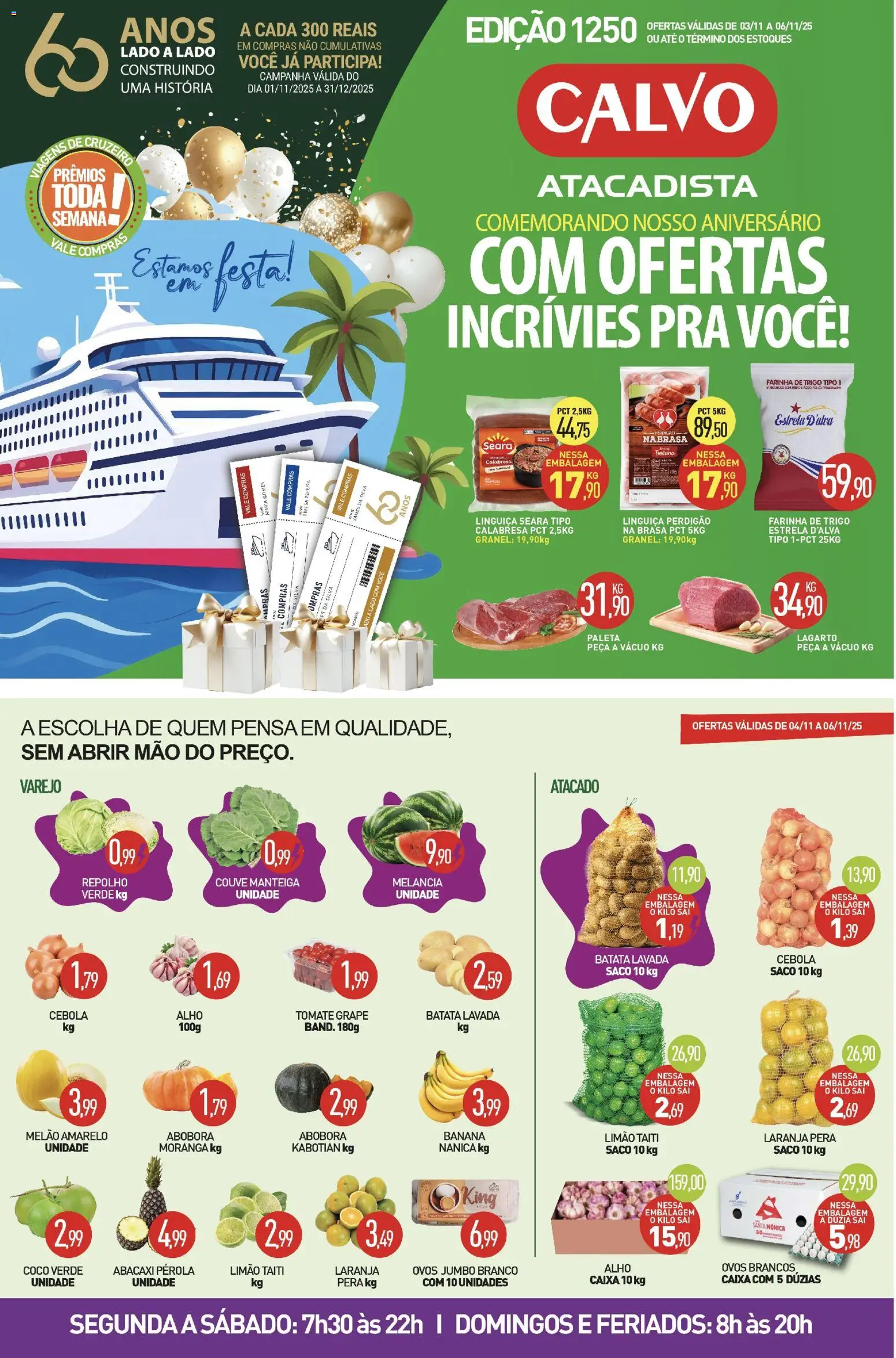 Calvo Atacadista Folheto - válido de 03.11.2025 | Página: 1 | Produtos: Alho, Manteiga, Ovos, Abacaxi