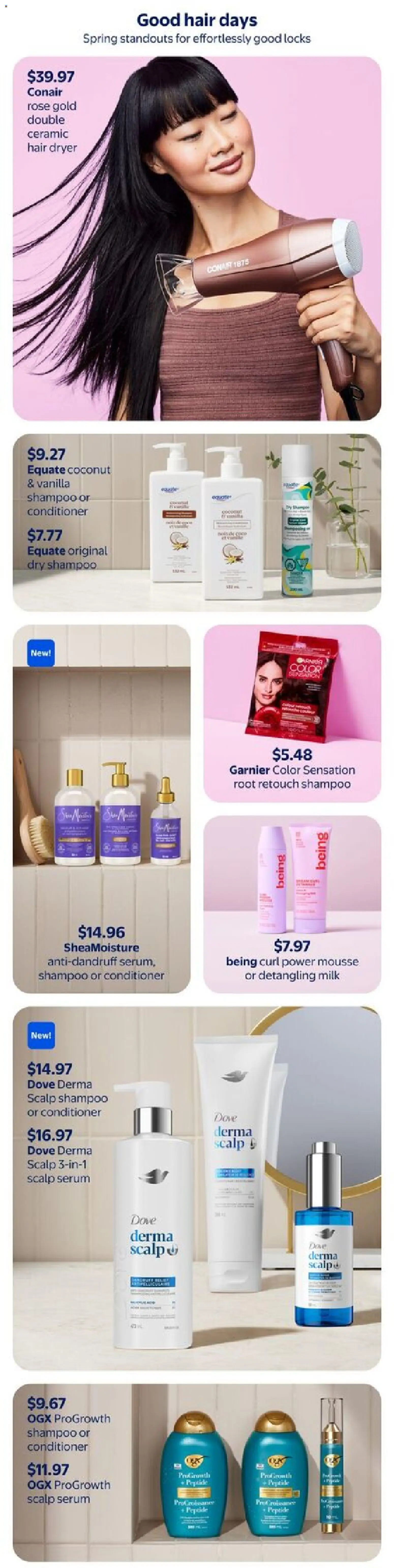 Walmart flyer valid from 02.04.2026 | Page: 8 | Products: Dryer, Hair dryer, Shampoo, Conditioner