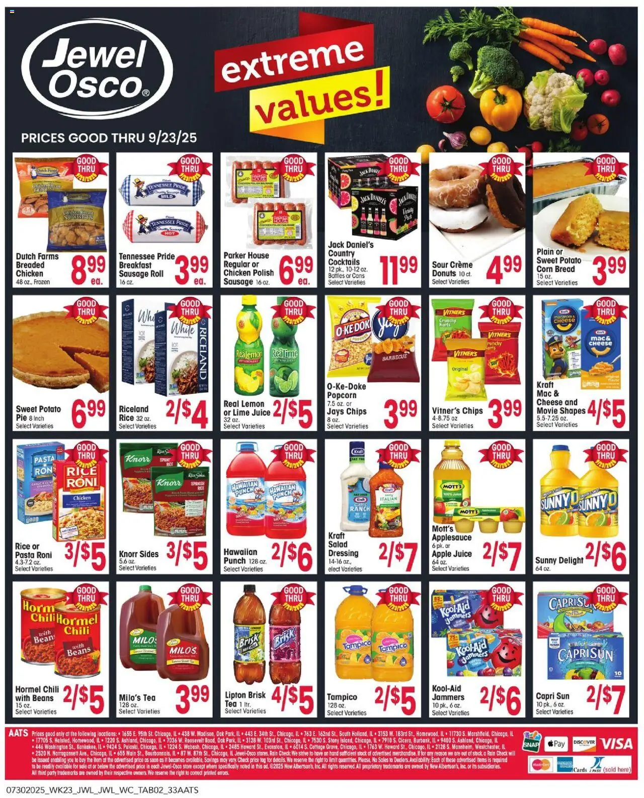 Jewel Osco Ad - valid from 30.07.2025 | Page: 2 | Products: Pasta, Chips, Lemon, Lime