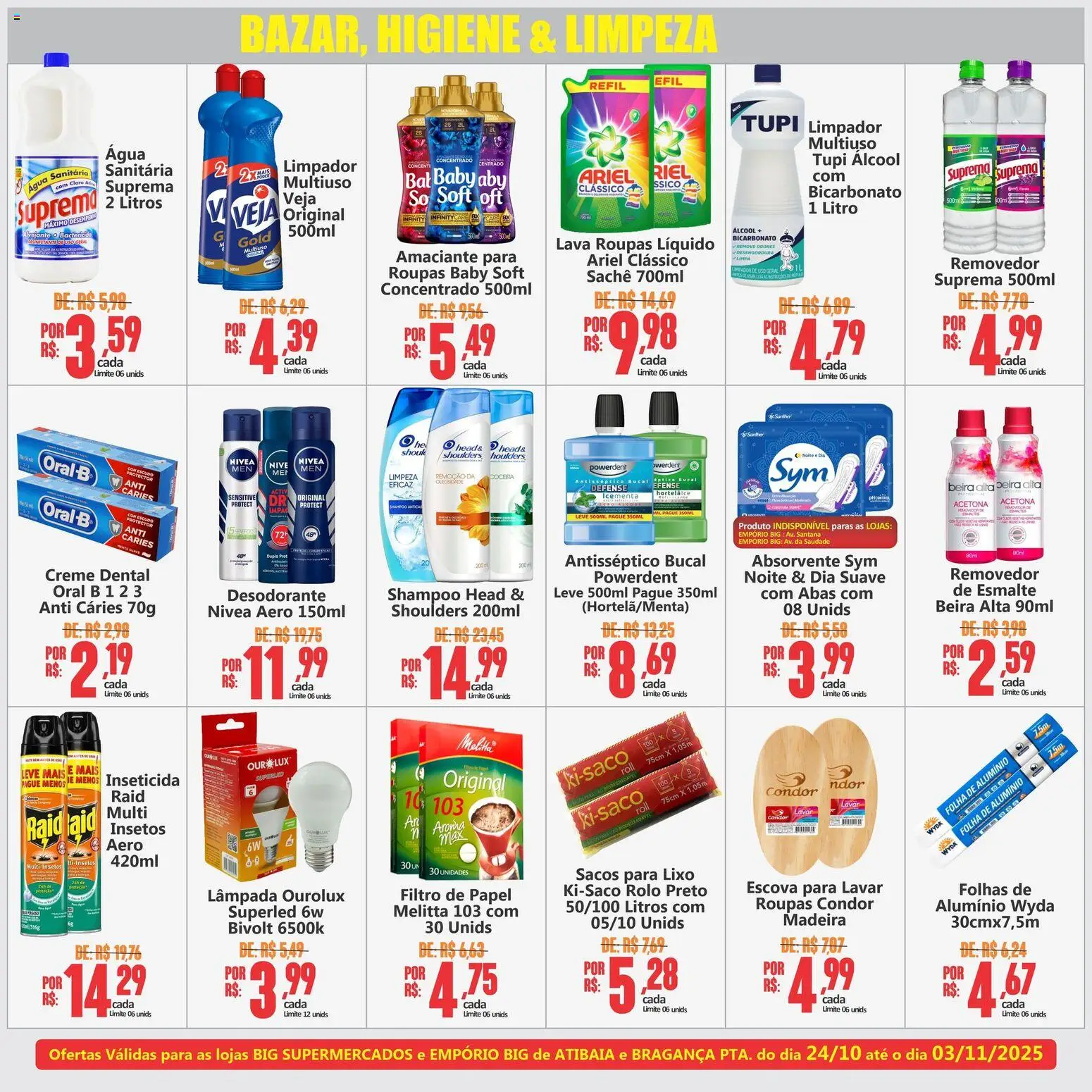 Big Supermercados Folheto - válido de 24.10.2025 | Página: 6 | Produtos: Filtro de papel, Rolo, Desodorante, Absorvente