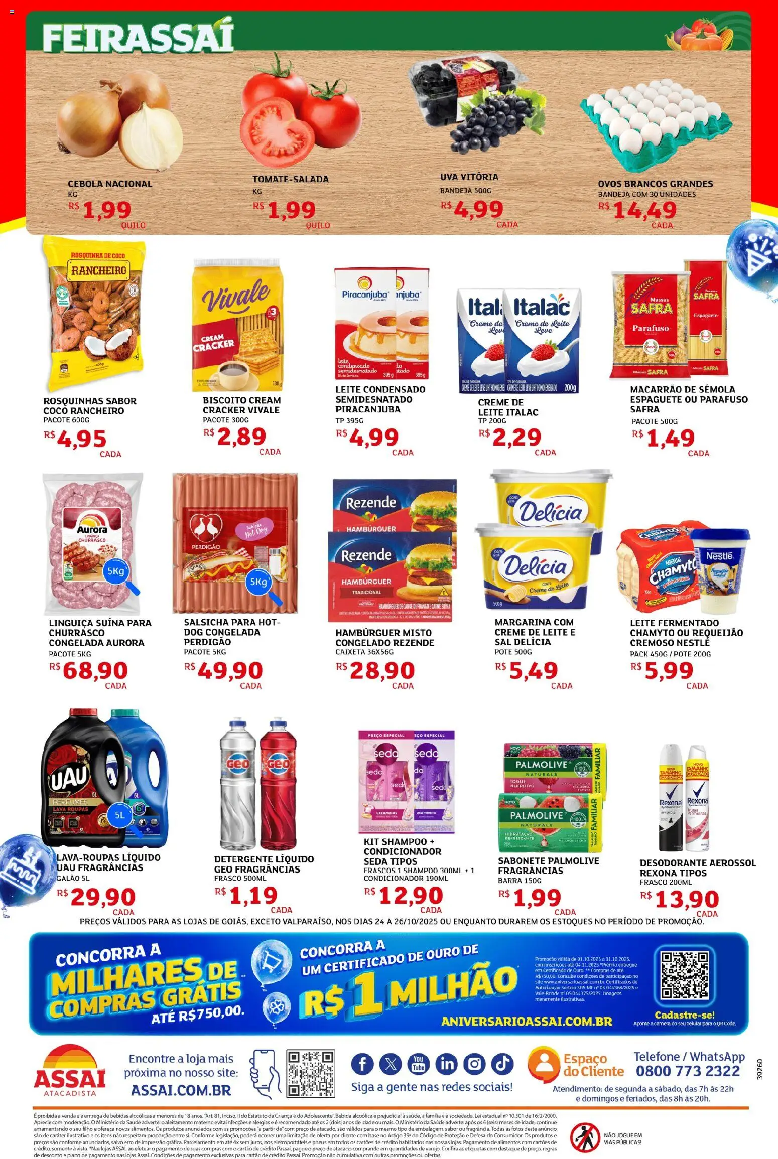 Assaí Atacadista Folheto - válido de 24.10.2025 | Página: 2 | Produtos: Espaguete, Biscoito, Macarrão, Telefone