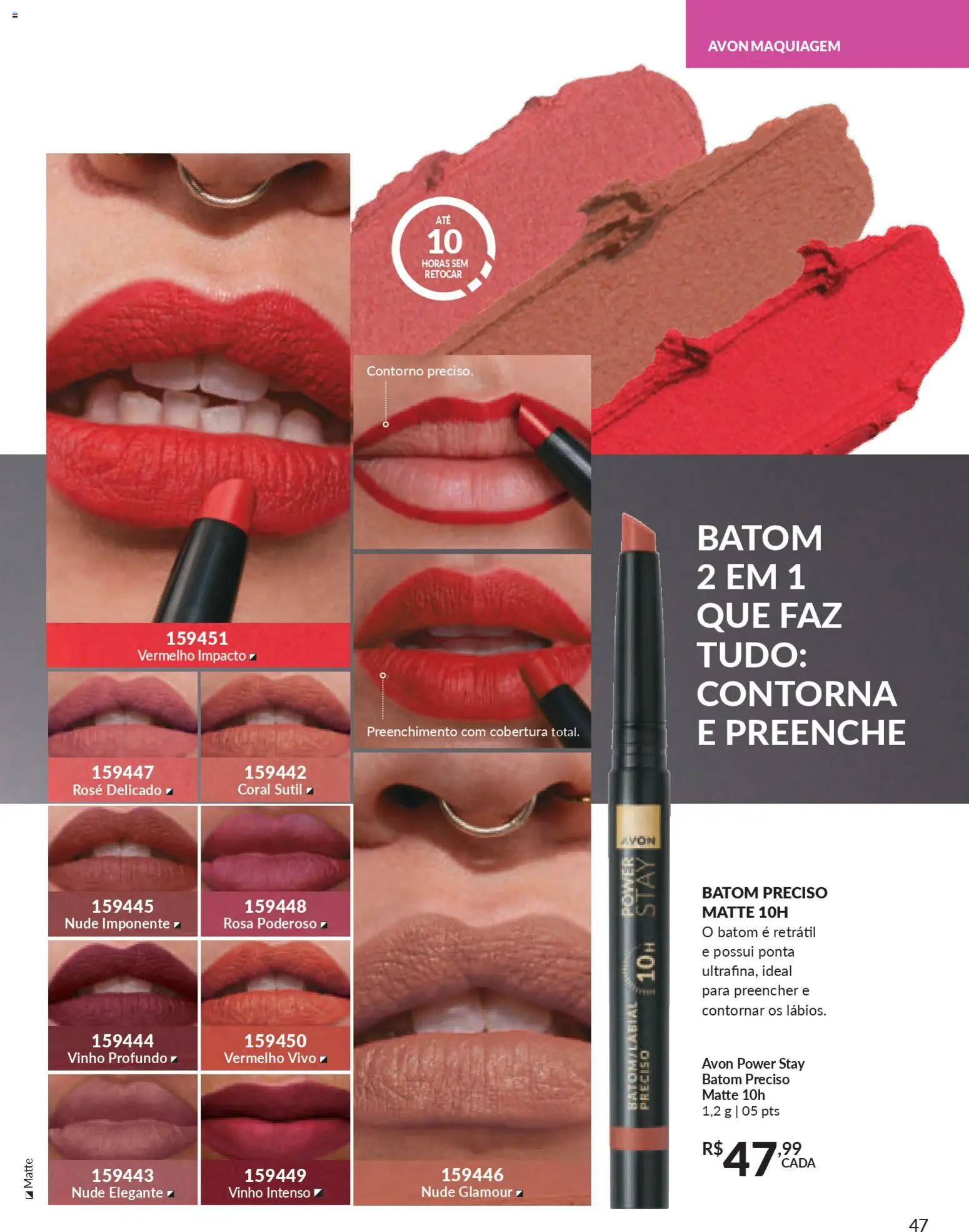 Avon Folheto - válido de 19.12.2025 | Página: 47 | Produtos: Maquiagem, Batom, Vinho