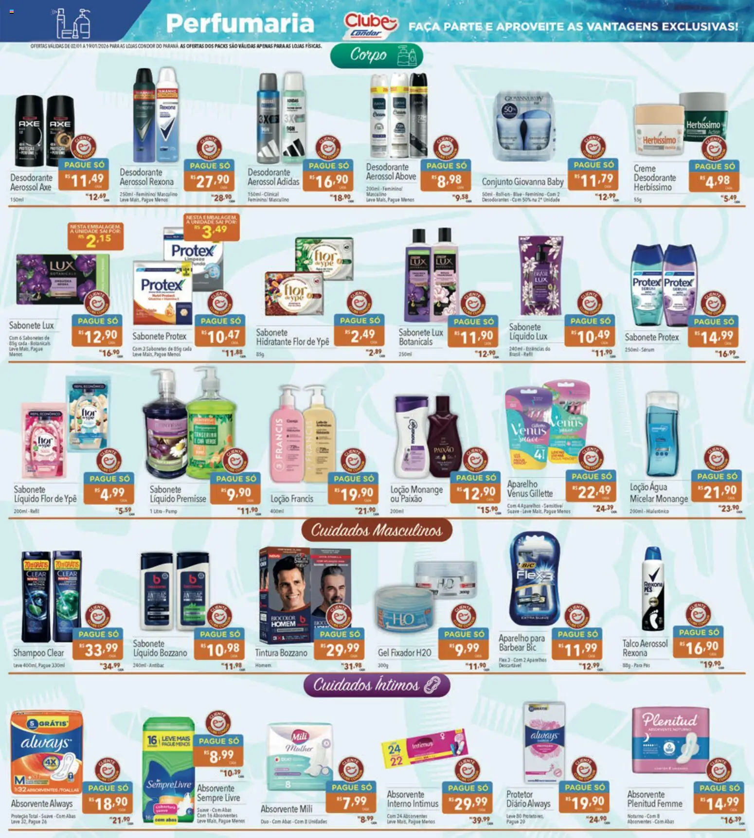 Supermercados Condor Folheto - válido de 02.01.2026 | Página: 23 | Produtos: Shampoo, Talco, Creme, Absorvente