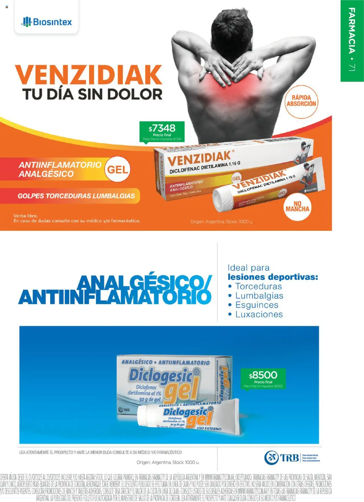 Farmacity catálogo │ válido desde el 01.07.2025 | Página: 71 | Productos: Caso, Analgésico, Antiinflamatorio
