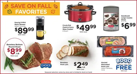 Preview of Kroger weekly ads valid from 29.10.2025 | Page: 11 | Products: Cooker, Pork, Garlic, Sheet