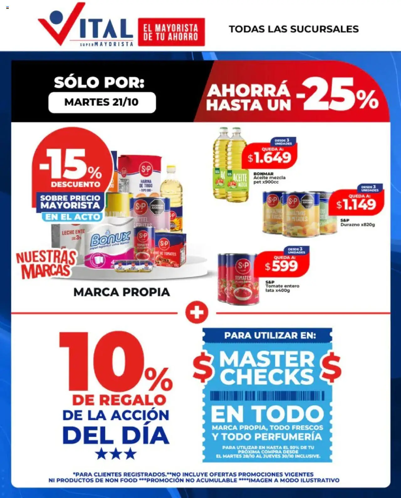 Vital - Sólo por - Abasto │ válido desde el 21.10.2025 | Página: 2 | Productos: Durazno, Aceite, Tomate, Leche