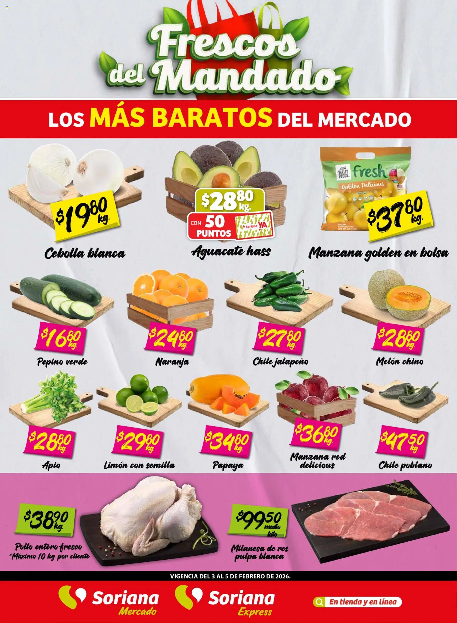 Nuevas ofertas de Soriana válidas en toda la República Mexicana desde el 03.02.2026. ¡Encuentra las mejores ofertas en Soriana - Frescos del Mandado Mercado: BCS, Son y Sin! | Página: 1