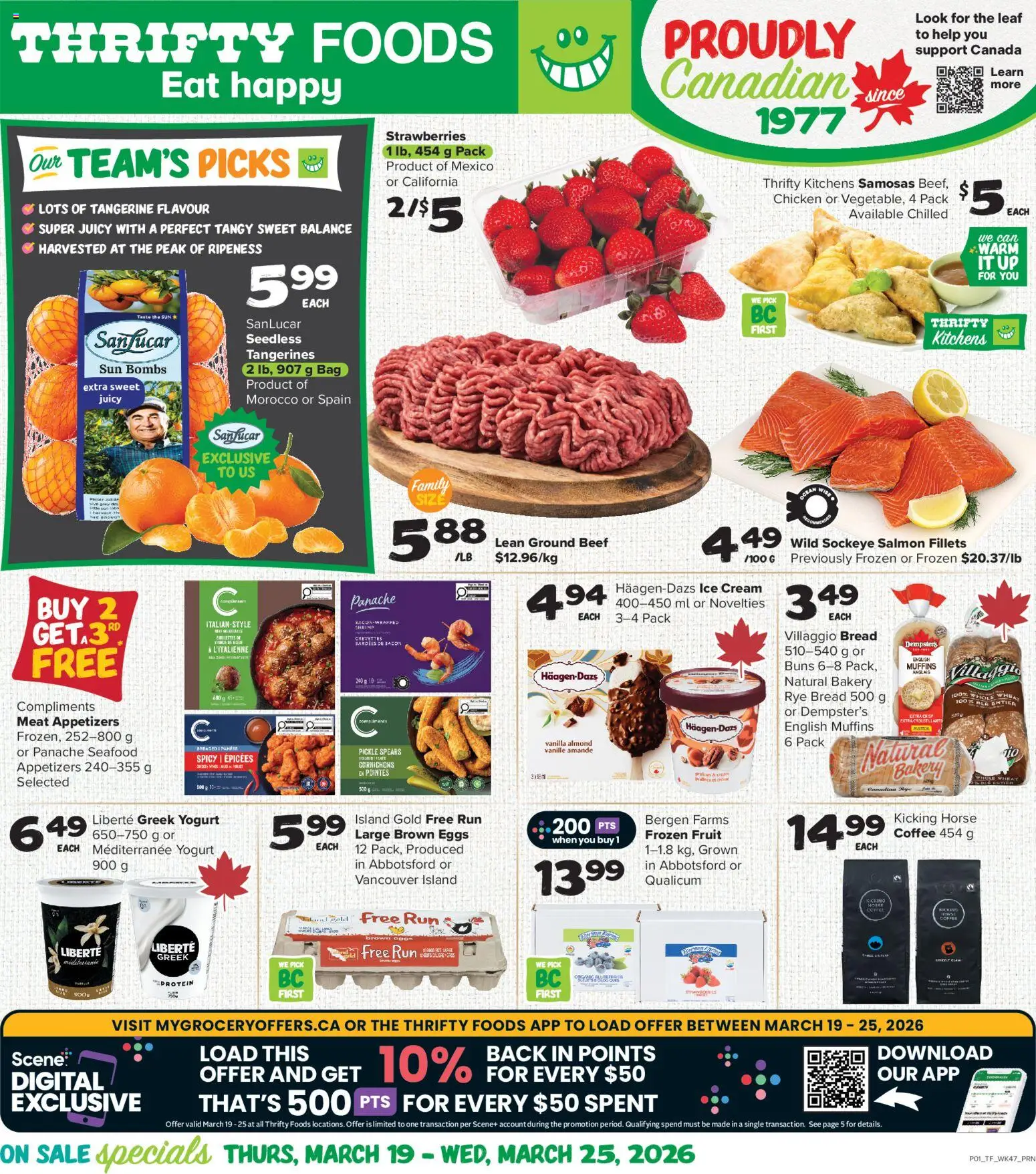 Thrifty Foods flyer valid from 19.03.2026 | Page: 1 | Products: Bag, Bakery, Eggs, Bread