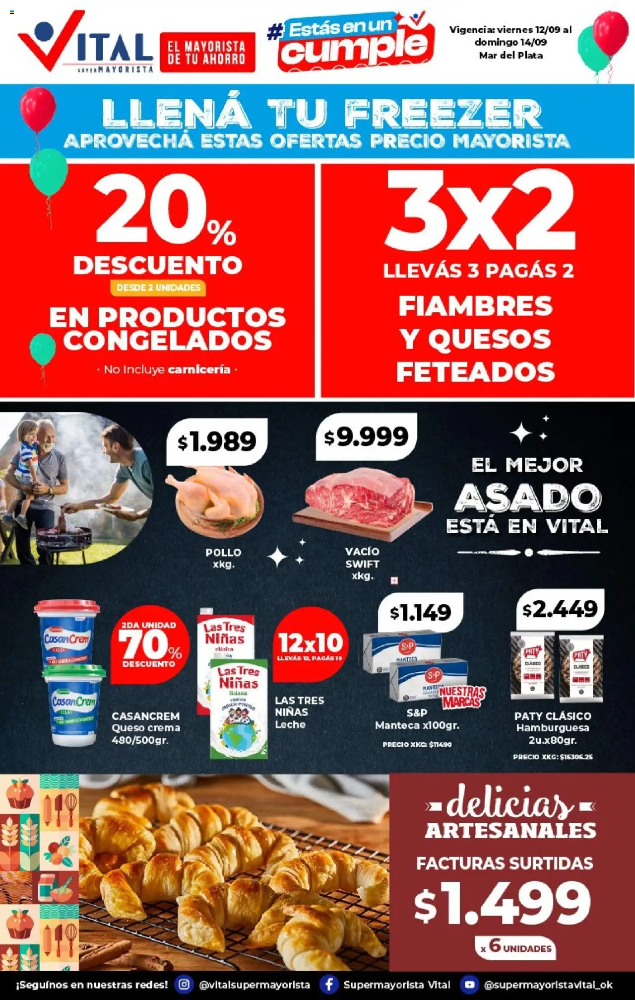 Vital - Ofertas fin de semana - Mar del Plata │ válido desde el 12.09.2025 | Página: 2 | Productos: Pollo, Queso crema, Manteca, Freezer
