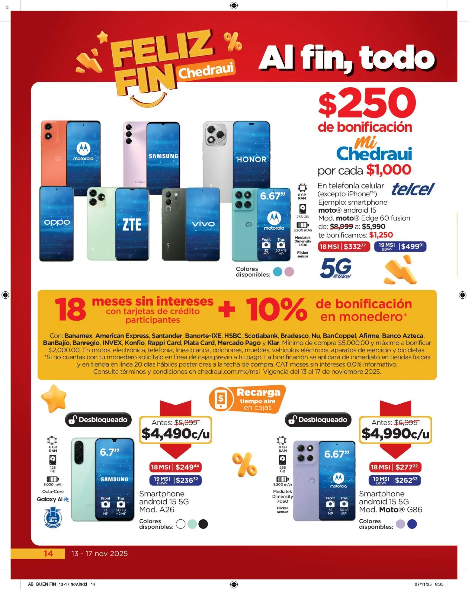 Nuevas ofertas de Chedraui válidas en toda la República Mexicana desde el 13.11.2025. ¡Encuentra las mejores ofertas en Chedraui Buen Fin! | Página: 14 | Productos: Monedero, Banco, Té, Smartphone