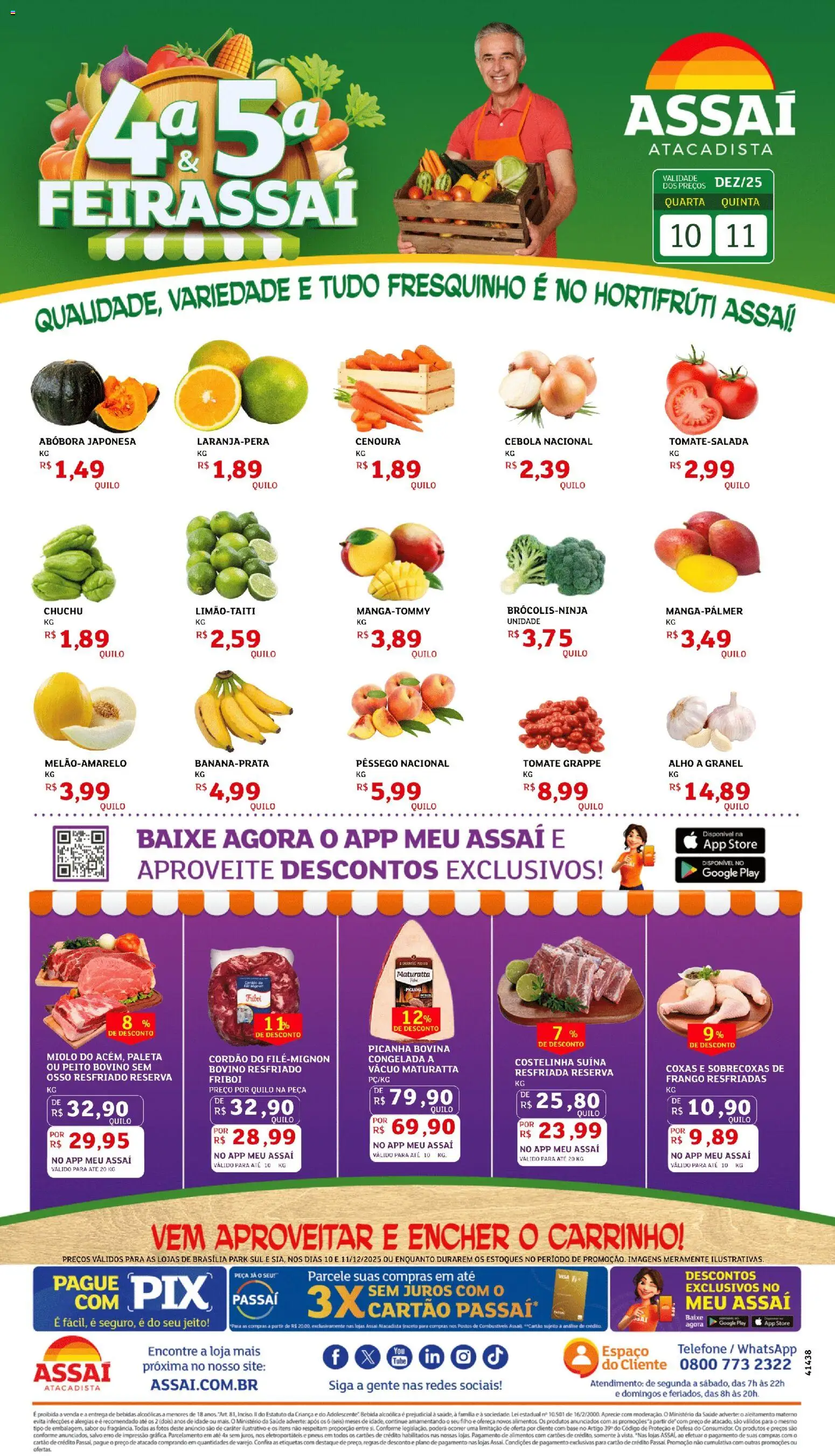 Assaí Atacadista Folheto - válido de 10.12.2025 | Página: 1 | Produtos: Pêssego, Chuchu, Bebida, Frango