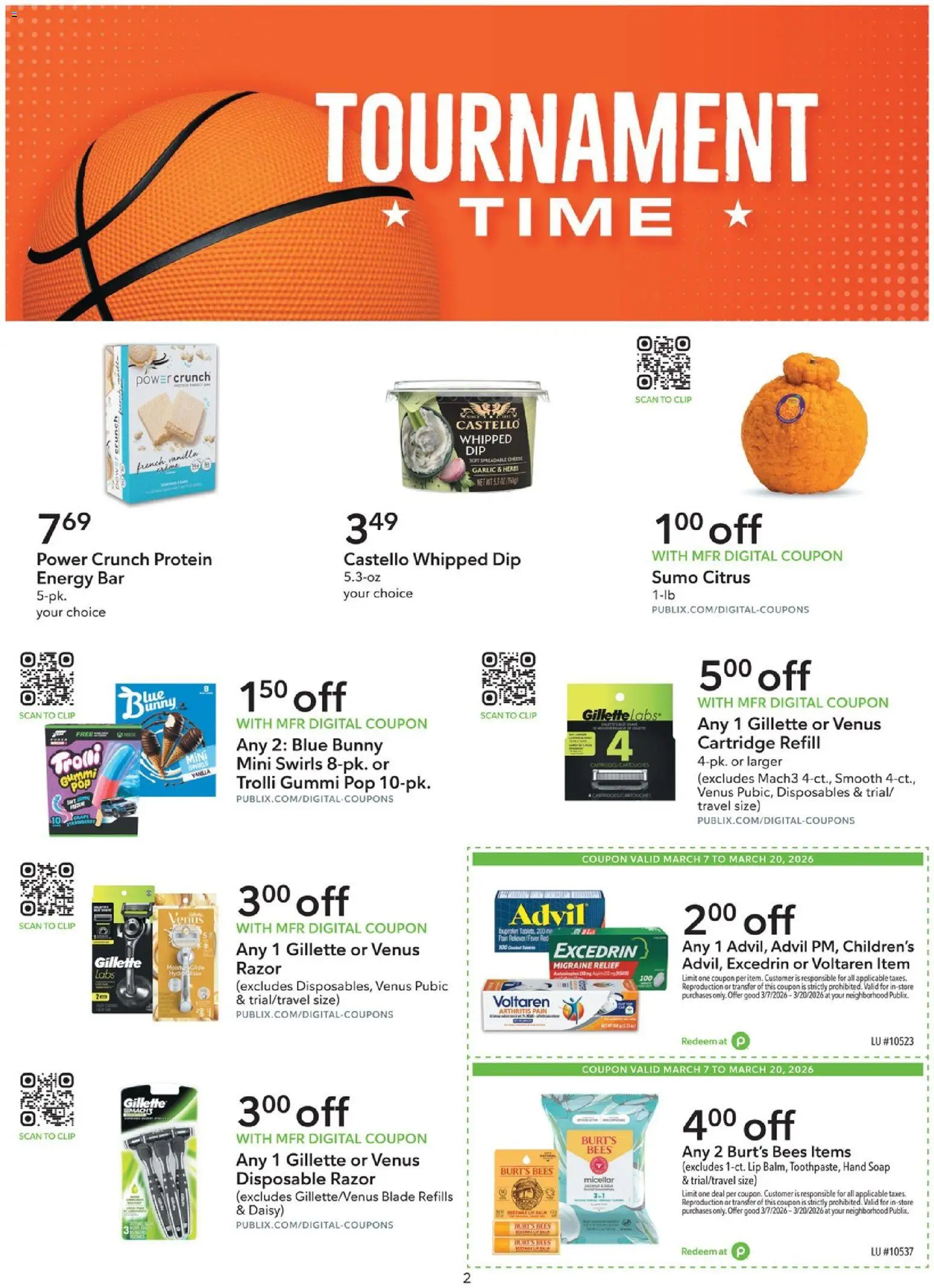 Publix Extra Savings - valid from 07.03.2026 | Page: 2 | Products: Cheese, Soap, Garlic, Tablet