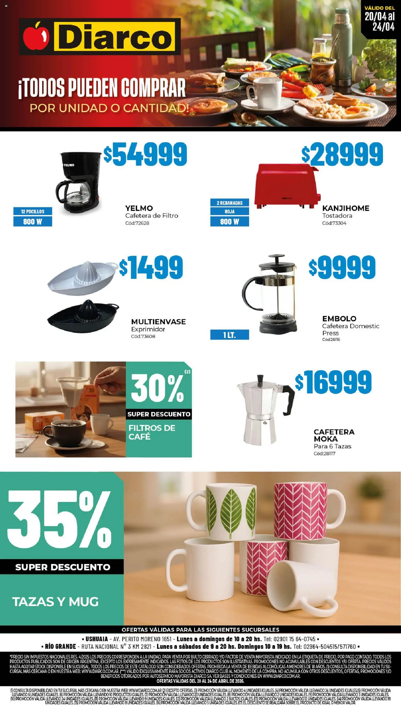Diarco - Especial Desayuno │ válido desde el 20.04.2026 | Página: 2 | Productos: Cafetera, Exprimidor, Tostadora, Café