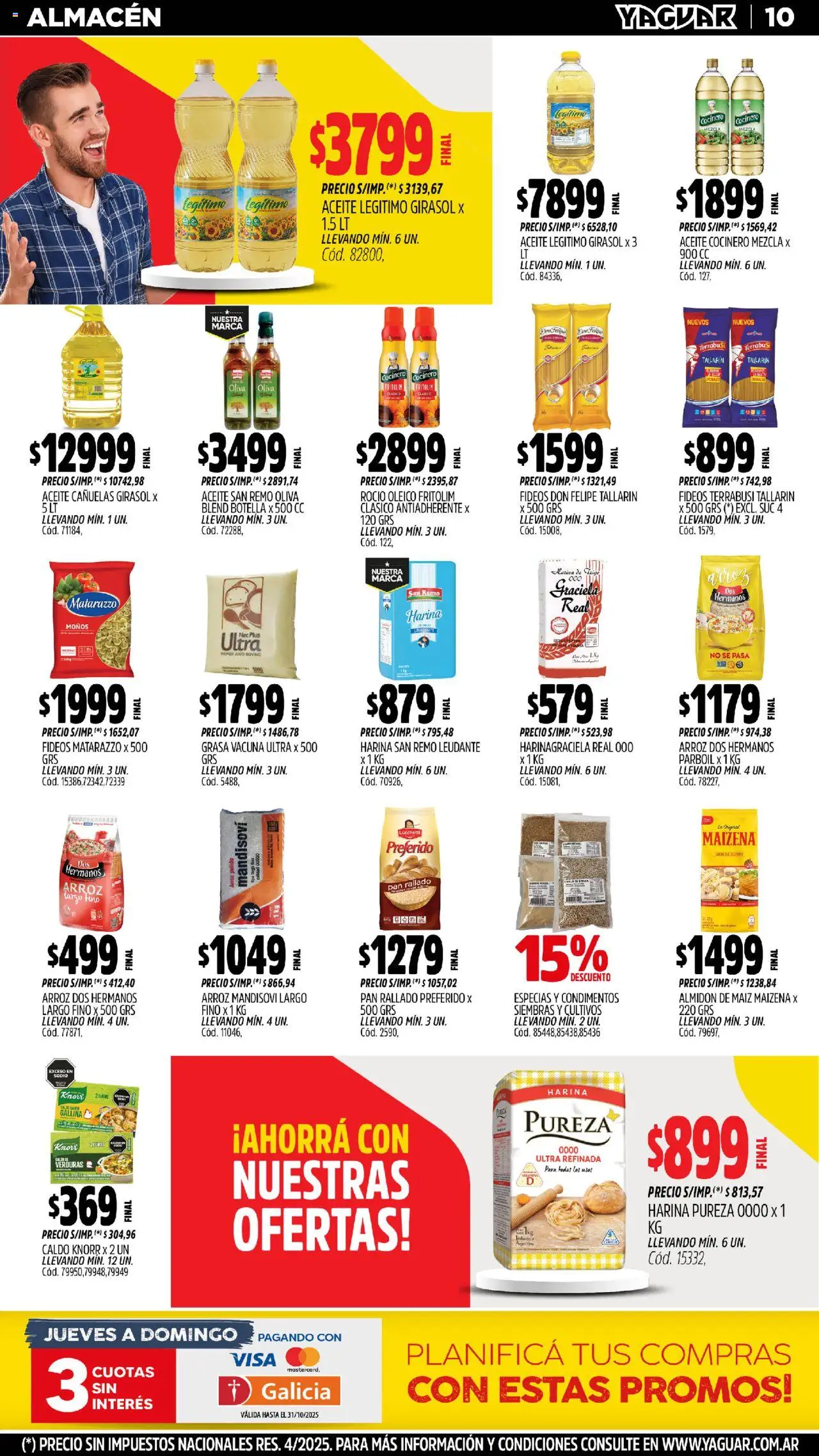 Yaguar - Córdoba │ válido desde el 20.10.2025 | Página: 10 | Productos: Harina, Oliva, Jugo, Fideos