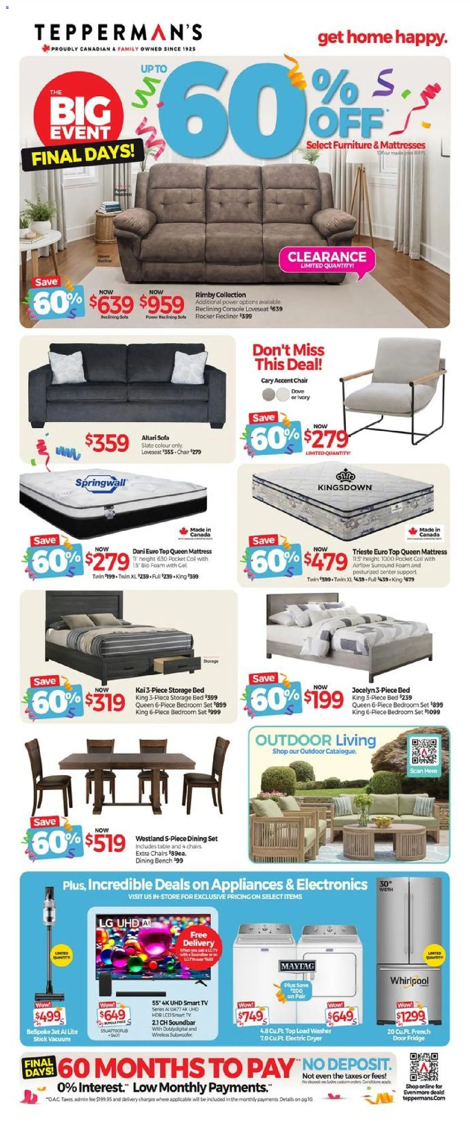 Tepperman's flyer valid from 27.03.2026 | Page: 1 | Products: Dryer, Sofa, Table, Chair