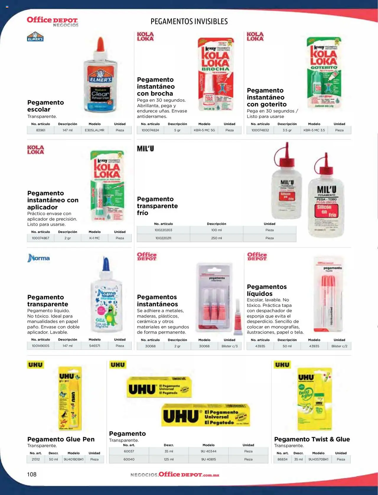 Nuevas ofertas de Office Depot válidas en toda la República Mexicana desde el 09.01.2025. ¡Encuentra las mejores ofertas en Office Depot catálogo 2025! | Página: 110 | Productos: Esponja, Pegamento, Pan