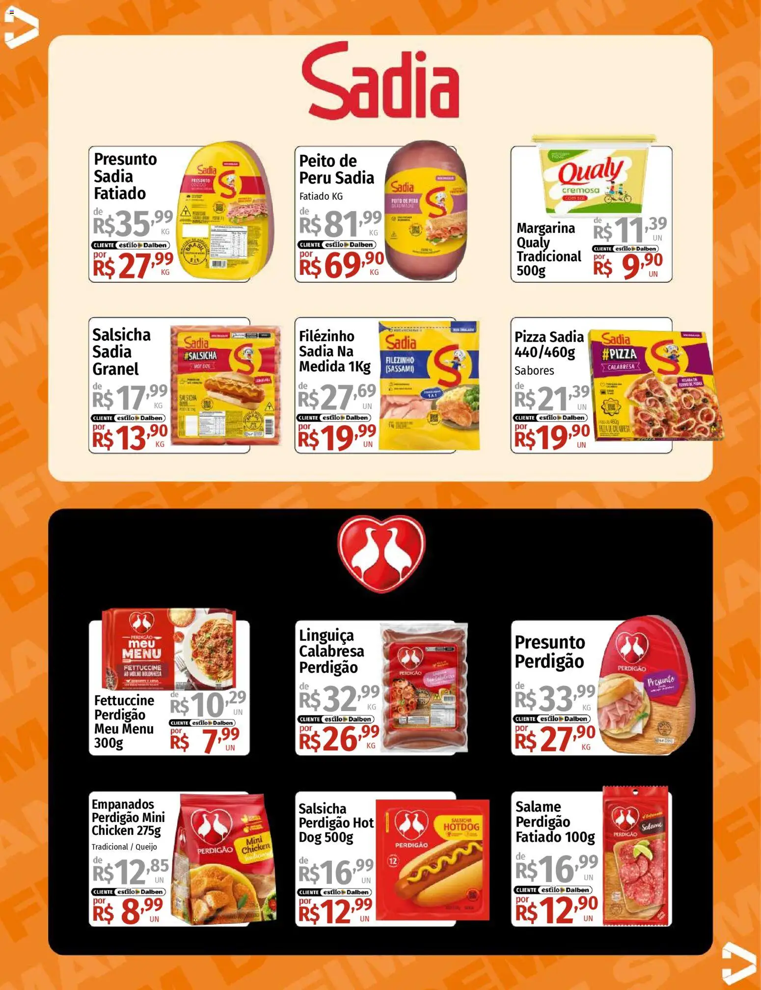 Supermercado Dalben Folheto - válido de 20.02.2026 | Página: 12 | Produtos: Salsicha, Queijo, Presunto, Margarina