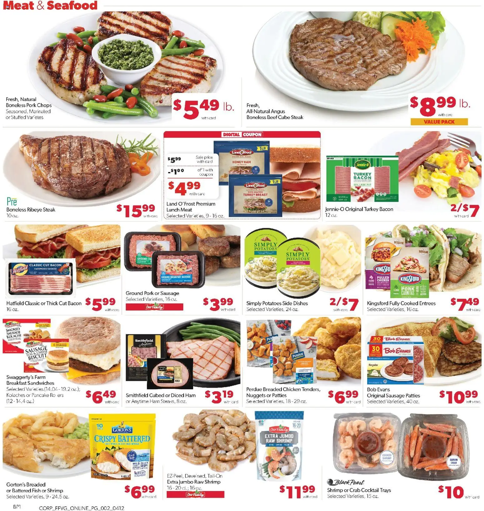 Family Fare Weekly Ad - MI - valid from 12.04.2026 | Page: 6 | Products: Fish, Beef, Potatoes, Sausage