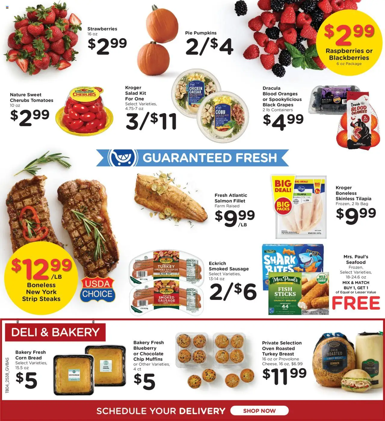 Kroger Ad - valid from 22.10.2025 | Page: 10 | Products: Bakery, Bread, Seafood, Oven