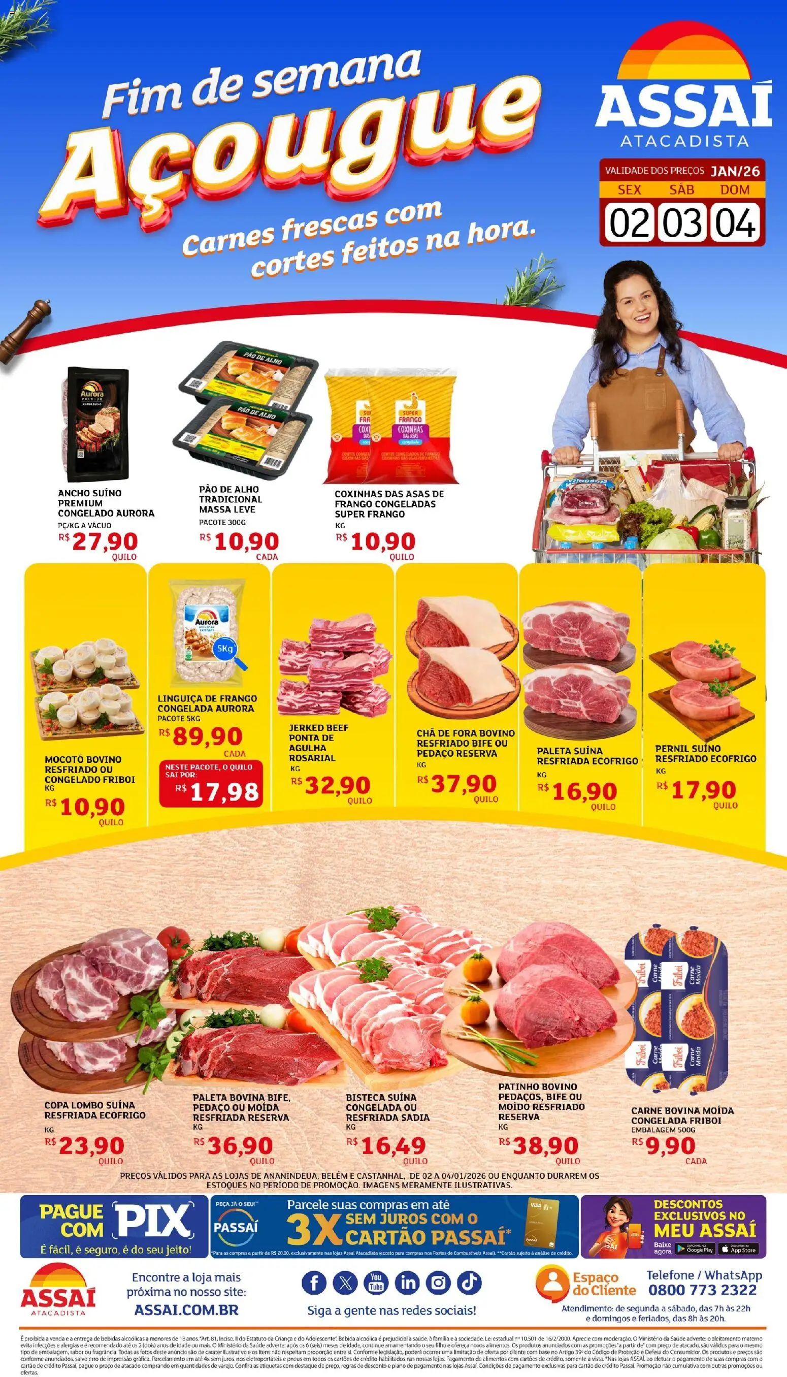 Assaí Atacadista Folheto - válido de 02.01.2026 | Página: 1 | Produtos: Alho, Pernil, Pneus, Massa