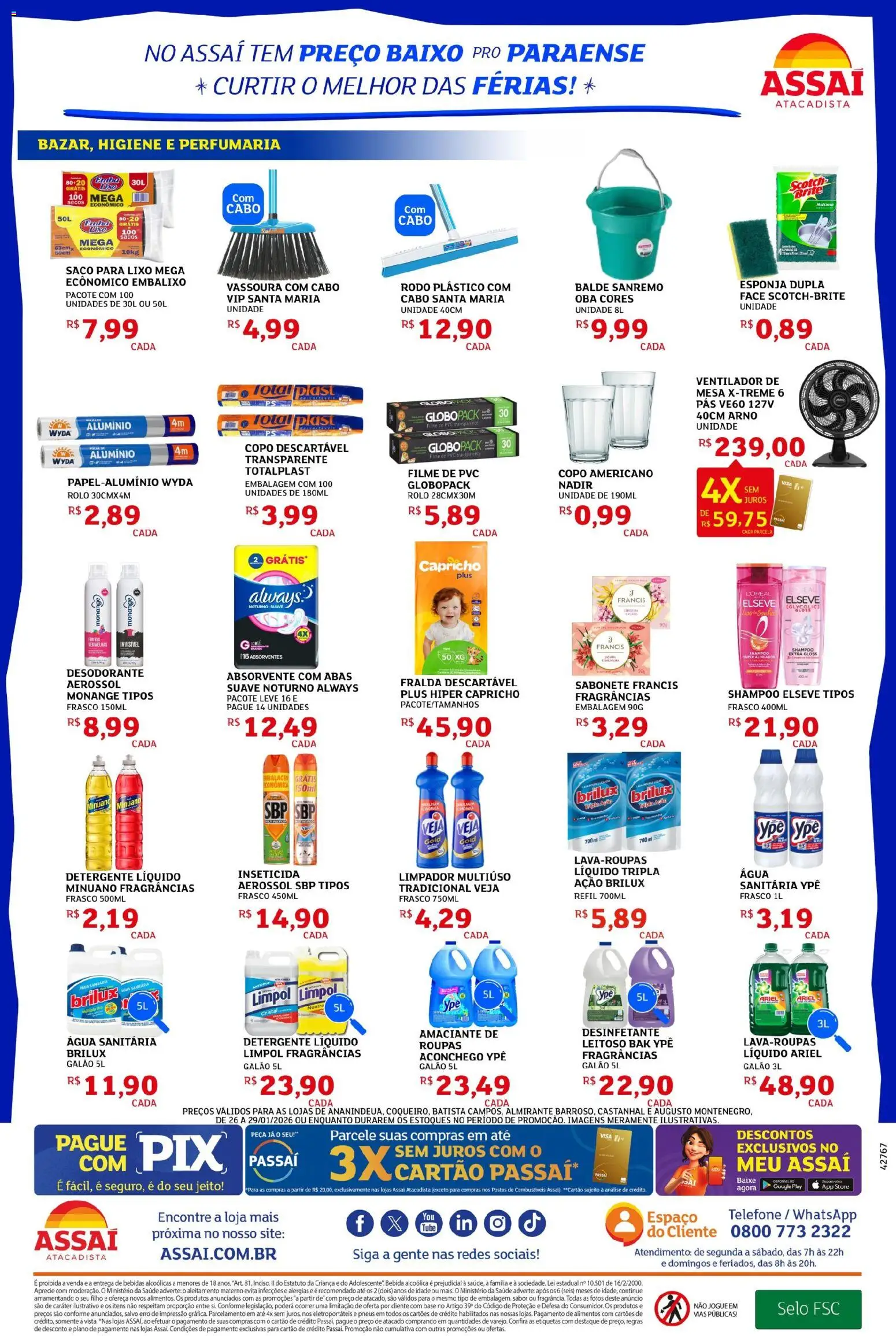 Assaí Atacadista Folheto - válido de 26.01.2026 | Página: 4 | Produtos: Detergente, Mesa, Base, Vassoura