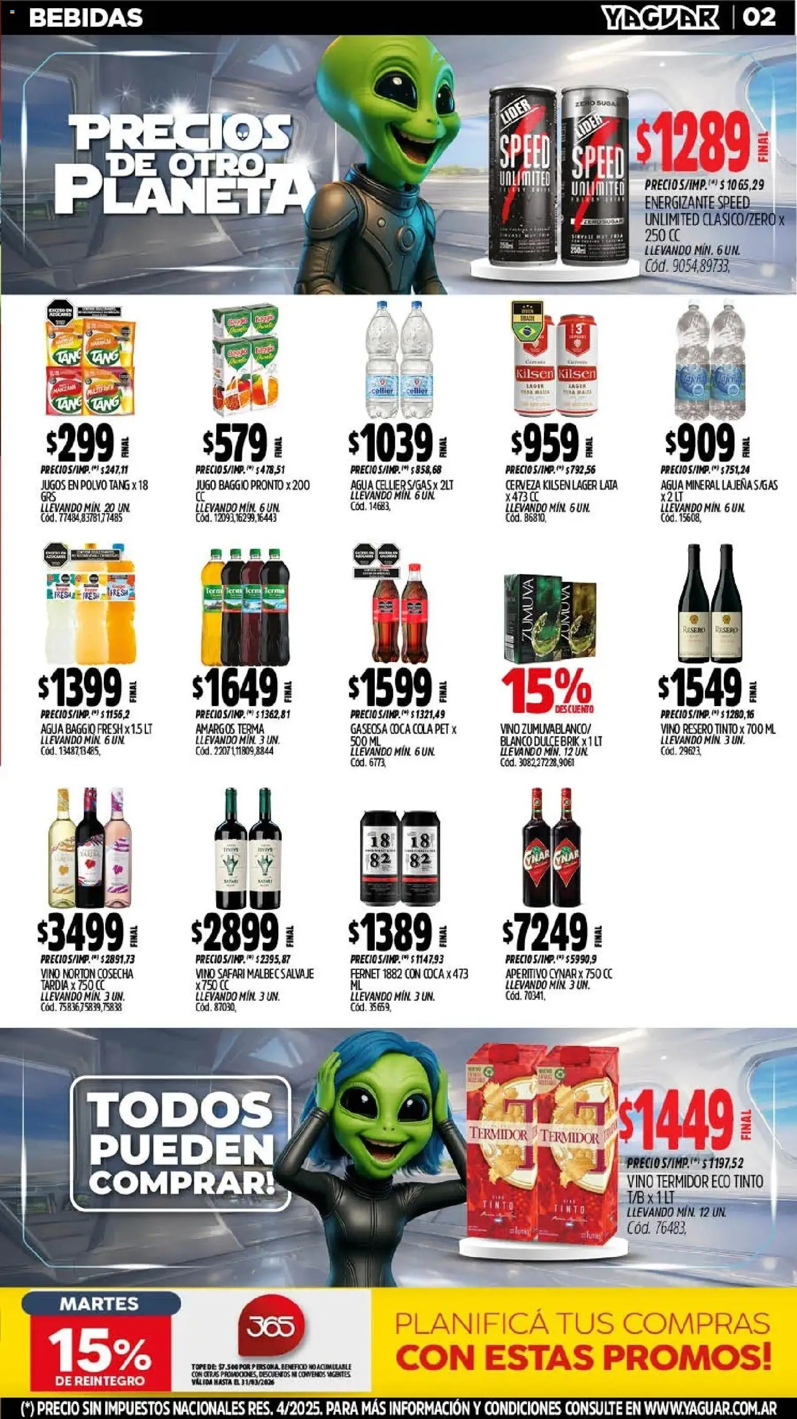 Yaguar - Oferta Semanal General Roca │ válido desde el 11.03.2026 | Página: 4 | Productos: Fernet, Agua, Jugo, Cerveza