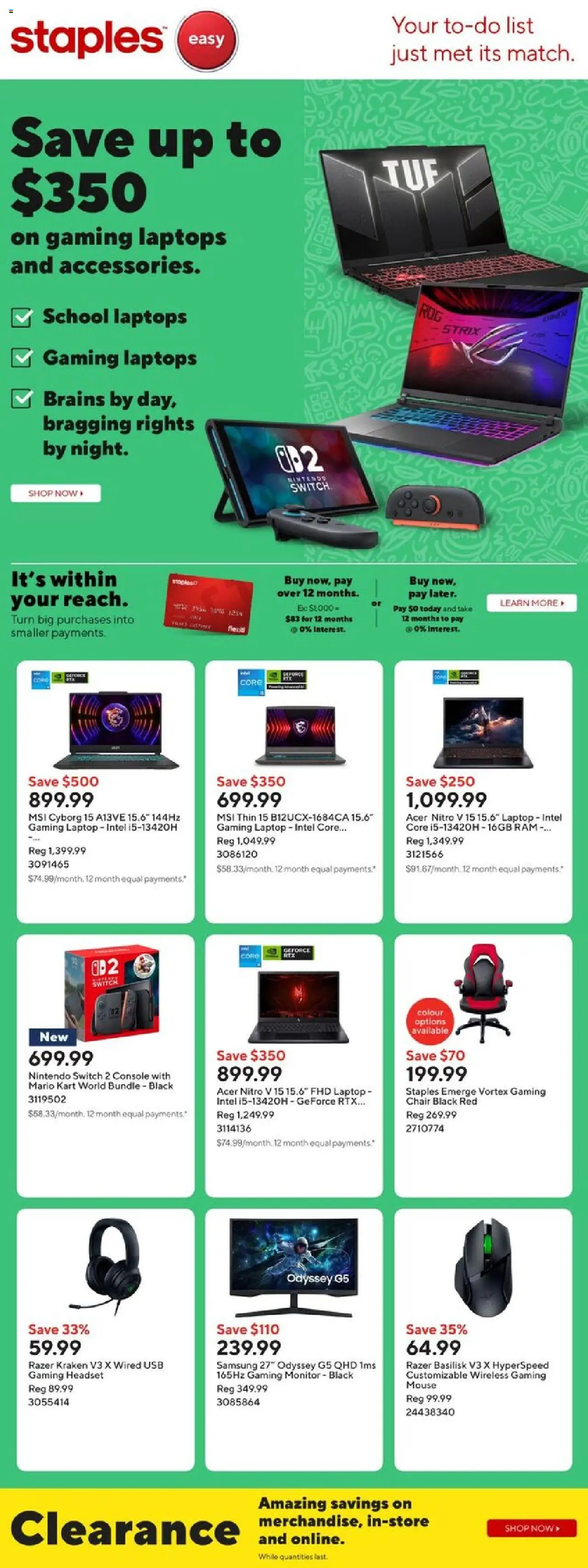 Staples flyer valid from 12.09.2025 | Page: 1 | Products: Monitor, Mouse, Chair