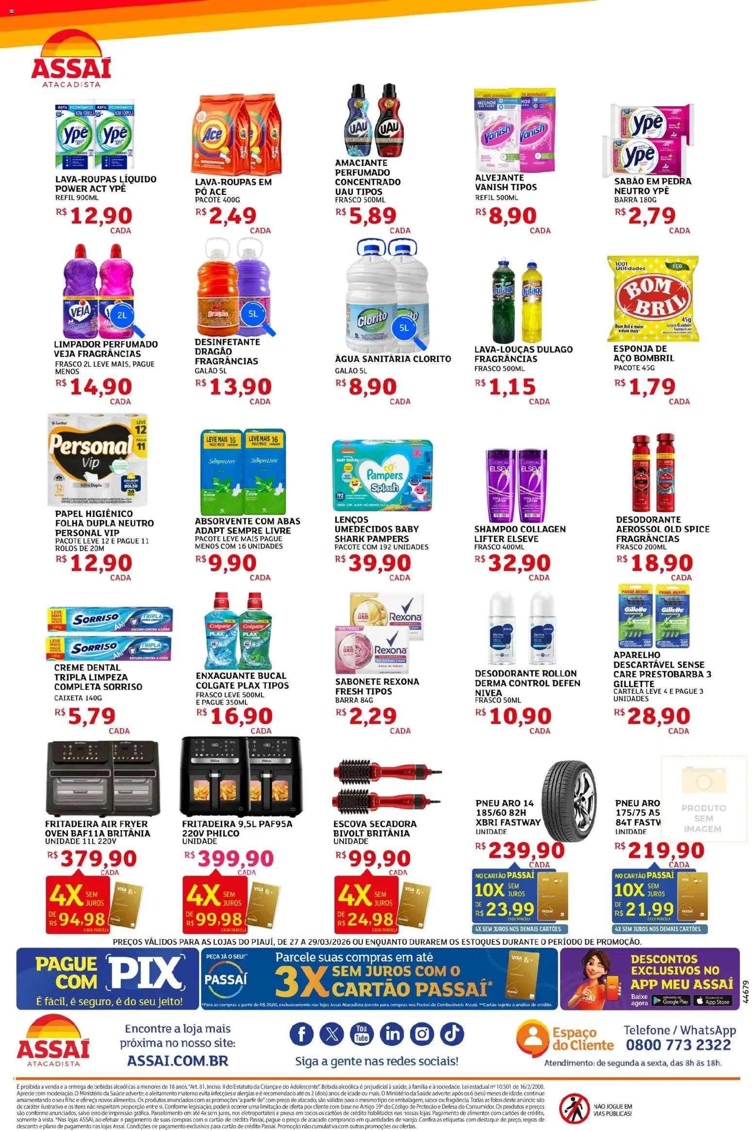 Assaí Atacadista Folheto - válido de 27.03.2026 | Página: 4 | Produtos: Pneu, Telefone, Vanish, Água sanitária