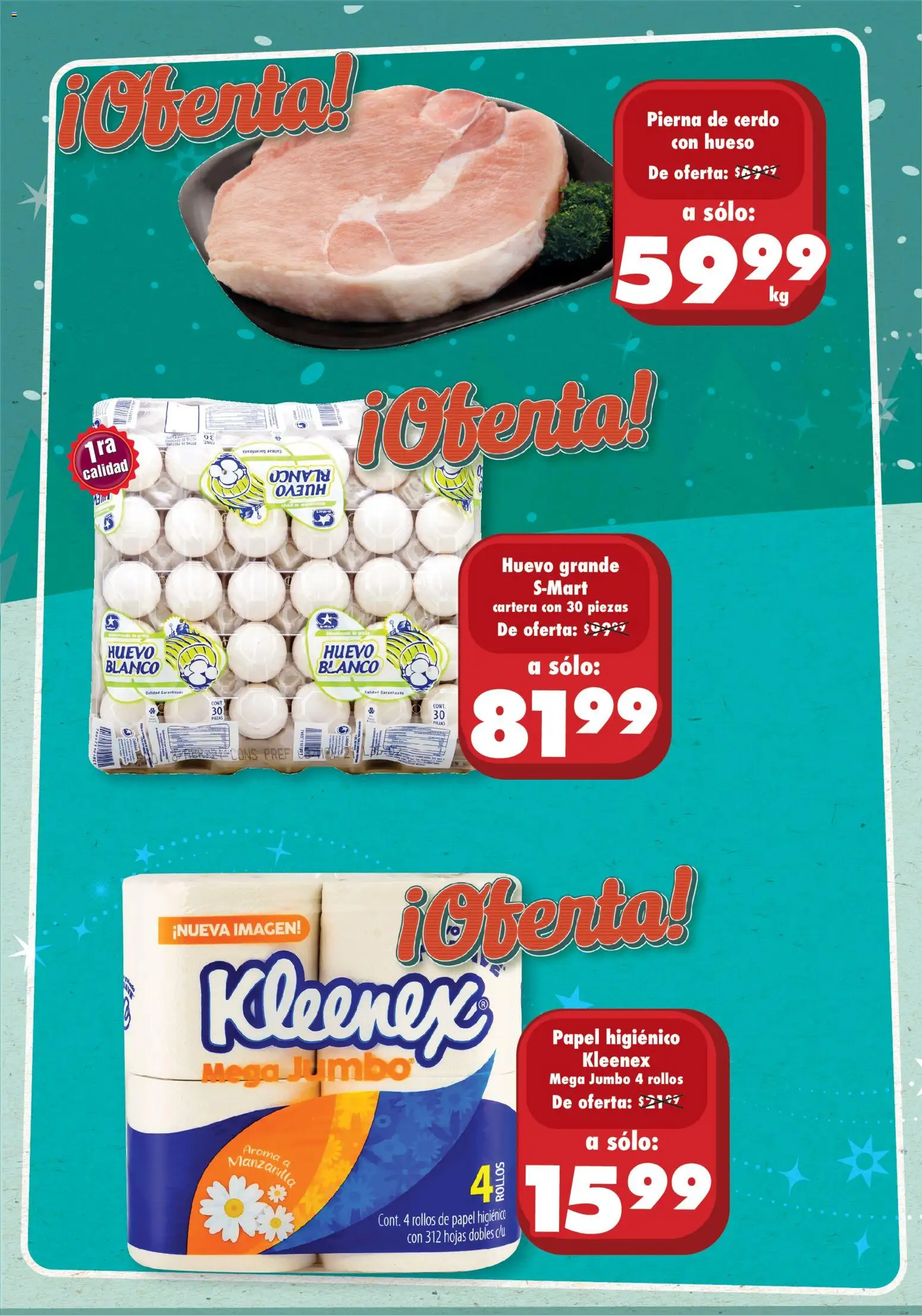 Nuevas ofertas de S-Mart válidas en toda la República Mexicana desde el 11.11.2025. ¡Encuentra las mejores ofertas en S-Mart folleto Ofertas de Feria Juárez! | Página: 1 | Productos: Huevo, Cerdo, Papel higiénico