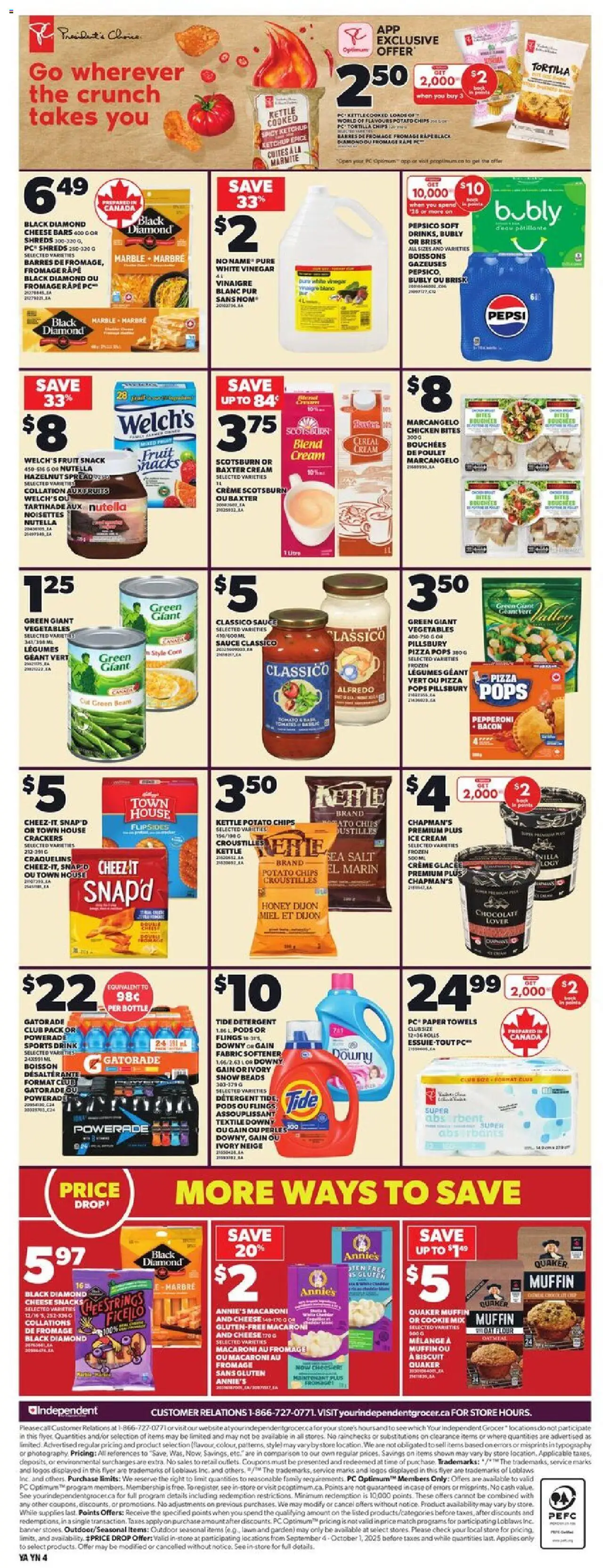 Independent Grocer flyer valid from 25.09.2025 | Page: 2 | Products: Ketchup, Case, Cheese, Pizza