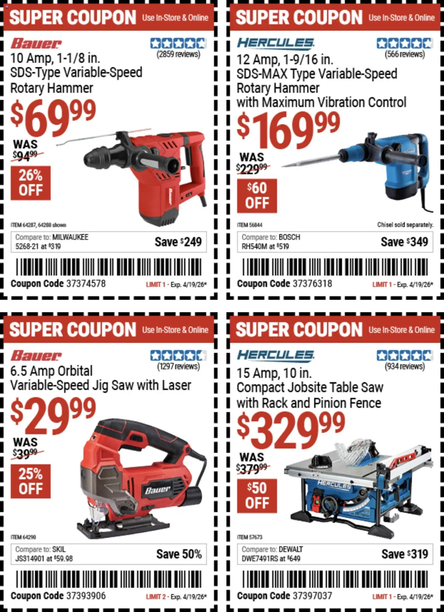Harbor Freight Spring Black Friday - valid from 14.04.2026 | Page: 30 | Products: Saw, Jig Saw, Table Saw, Chisel