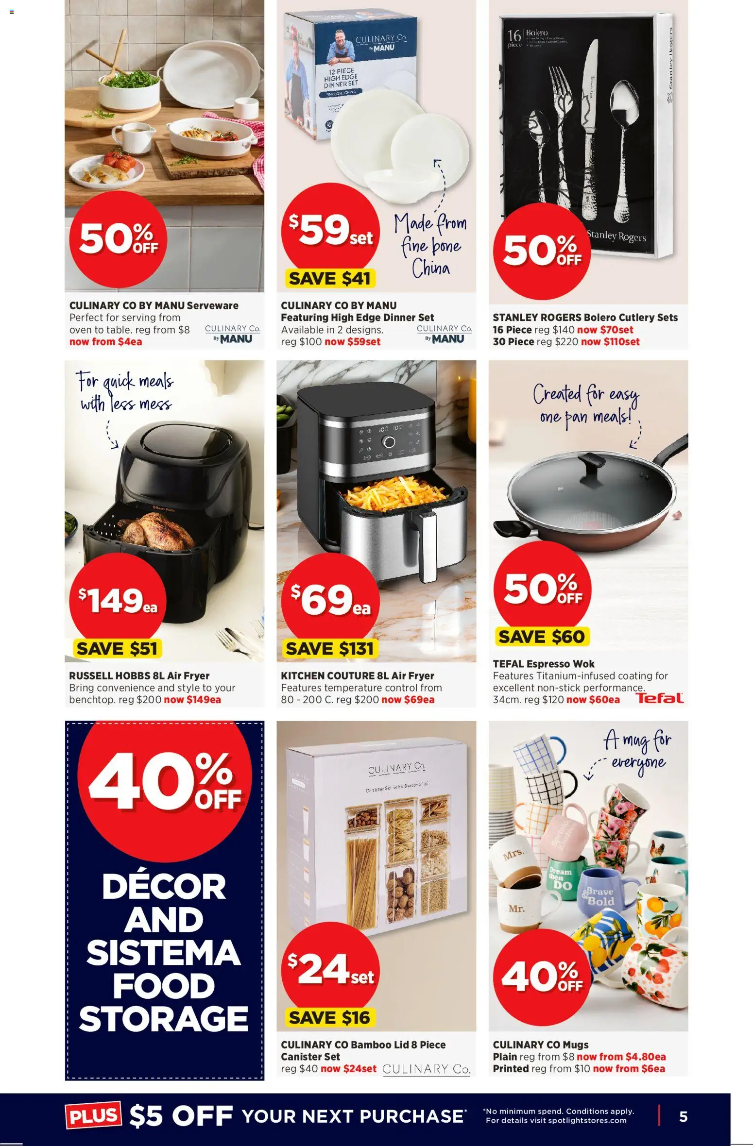 Spotlight catalogue - valid from 29.10.2025 | Page: 5 | Products: Cutlery, Decor, Dinner set, Oven