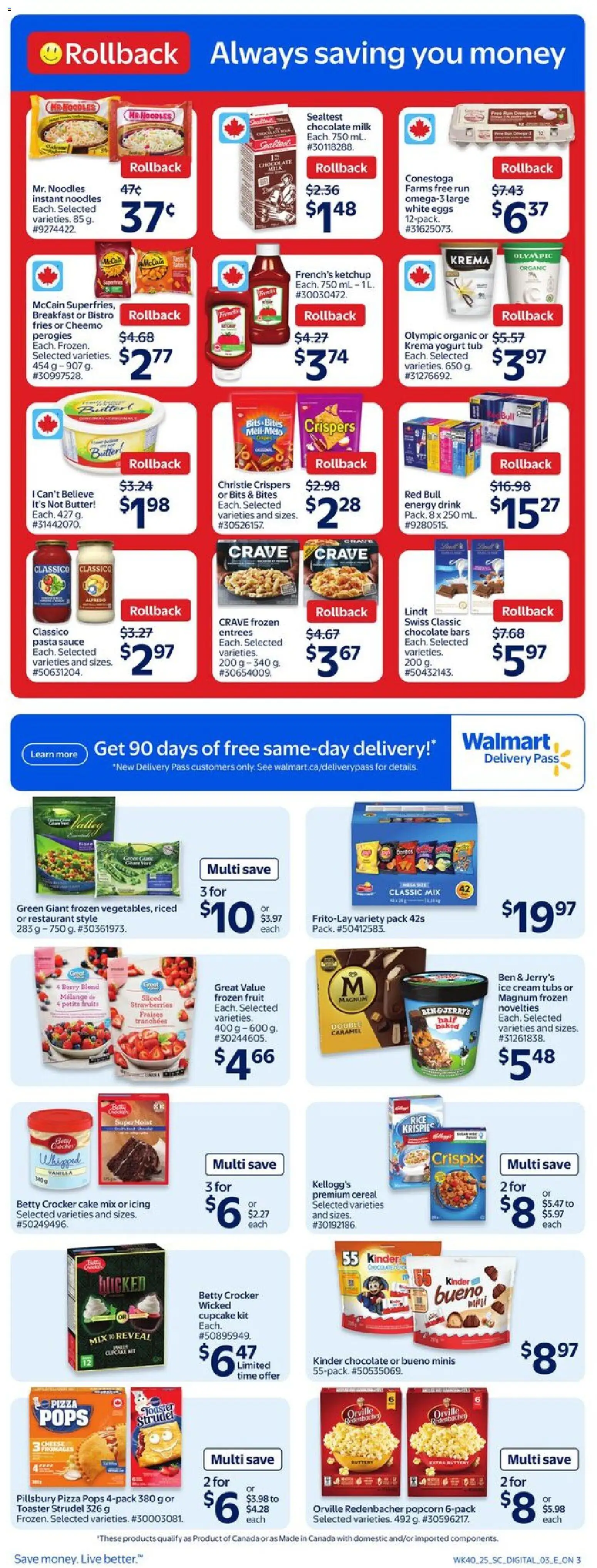 Walmart flyer valid from 30.10.2025 | Page: 6 | Products: Noodles, Pasta, Toaster, Yogurt
