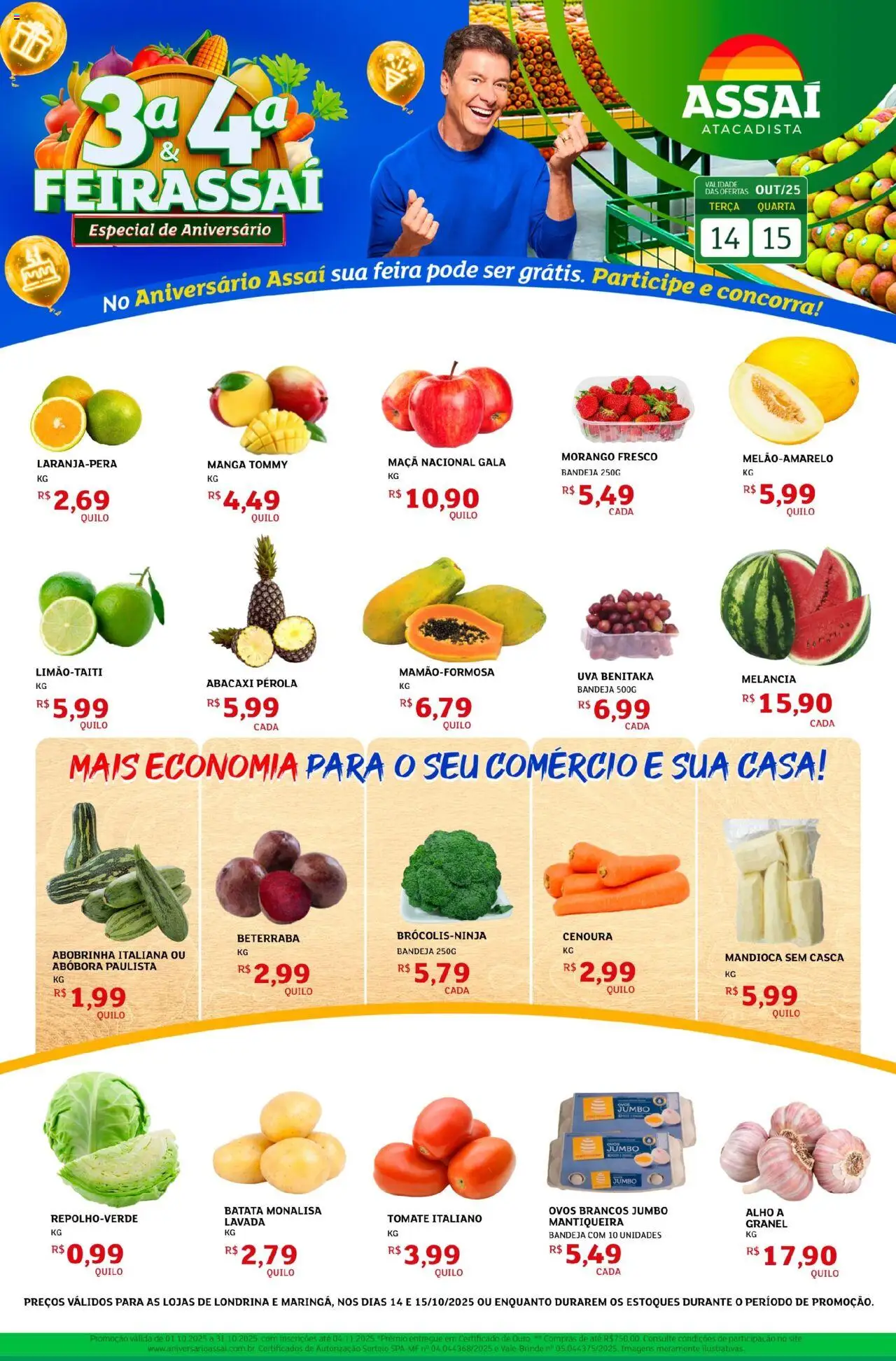 Assaí Atacadista Folheto - válido de 14.10.2025 | Página: 1 | Produtos: Melancia, Abobrinha, Beterraba, Abacaxi