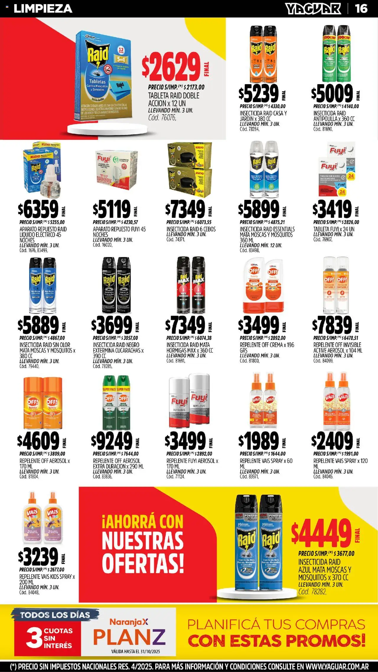 Yaguar - José C. Paz │ válido desde el 20.10.2025 | Página: 15 | Productos: Mata moscas, Tableta, Repelente, Insecticida