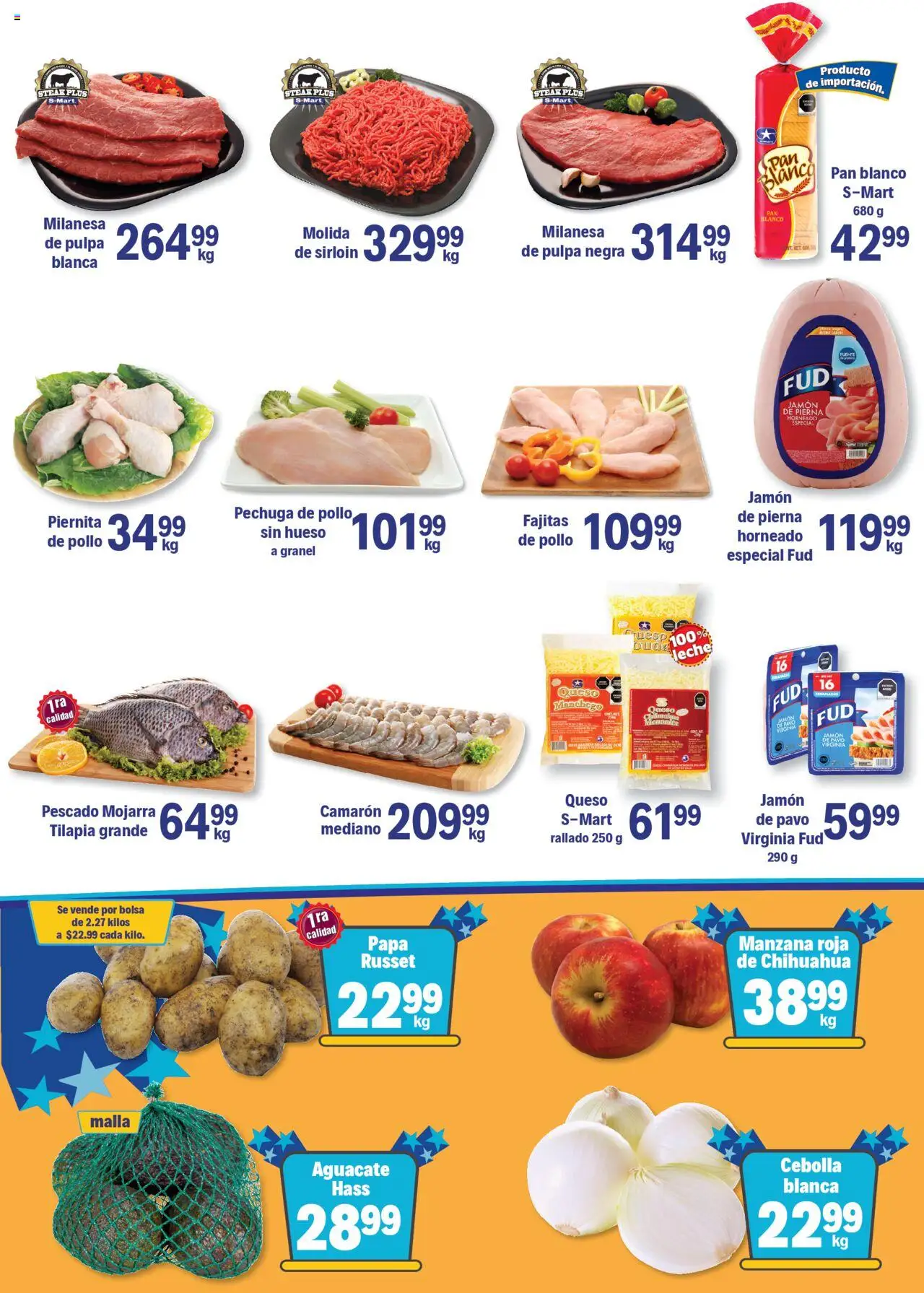 Nuevas ofertas de S-Mart válidas en toda la República Mexicana desde el 10.10.2025. ¡Encuentra las mejores ofertas en S-Mart - Folleto - Monterrey! | Página: 4 | Productos: Cebolla, Milanesa, Papa, Bolsa