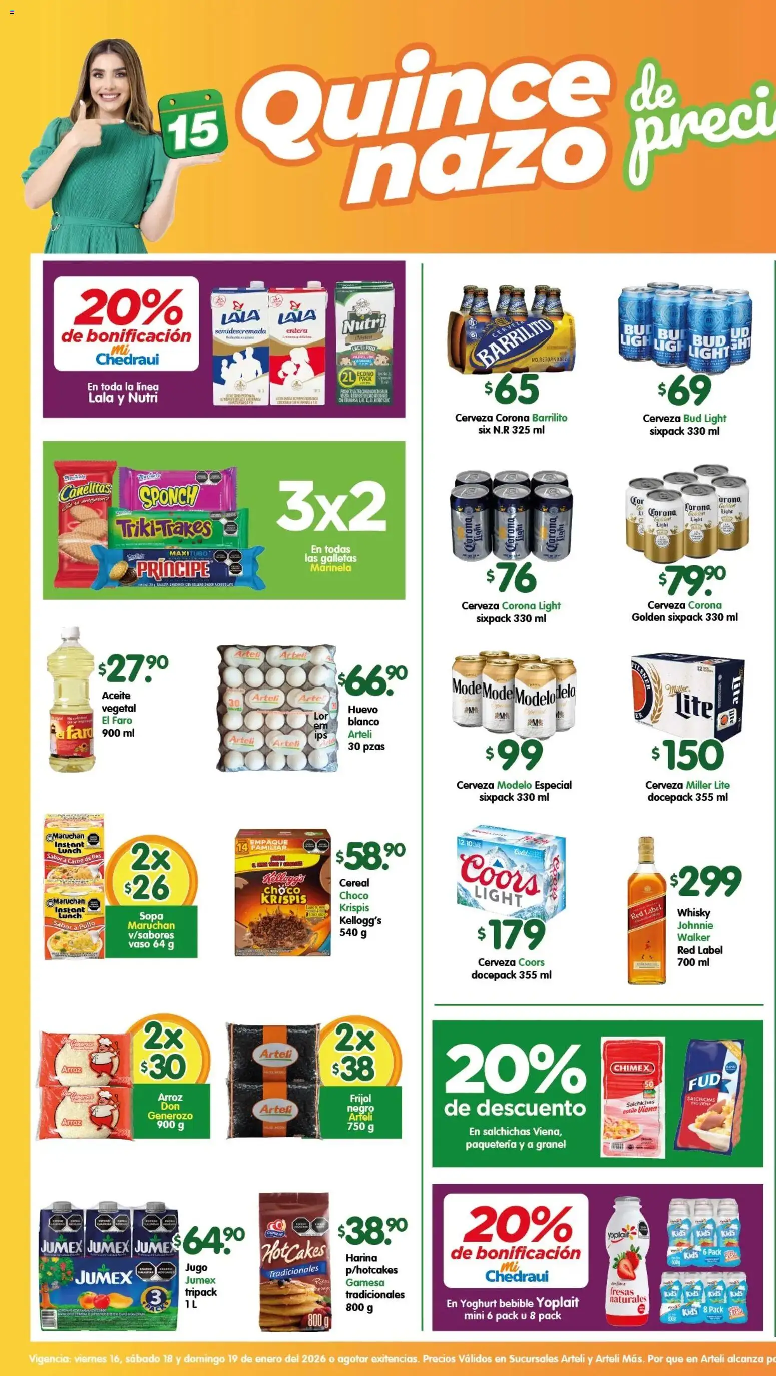 Nuevas ofertas de Arteli válidas en toda la República Mexicana desde el 16.01.2026. ¡Encuentra las mejores ofertas en Arteli folleto! | Página: 1 | Productos: Sopa, Jugo, Fresas, Galletas