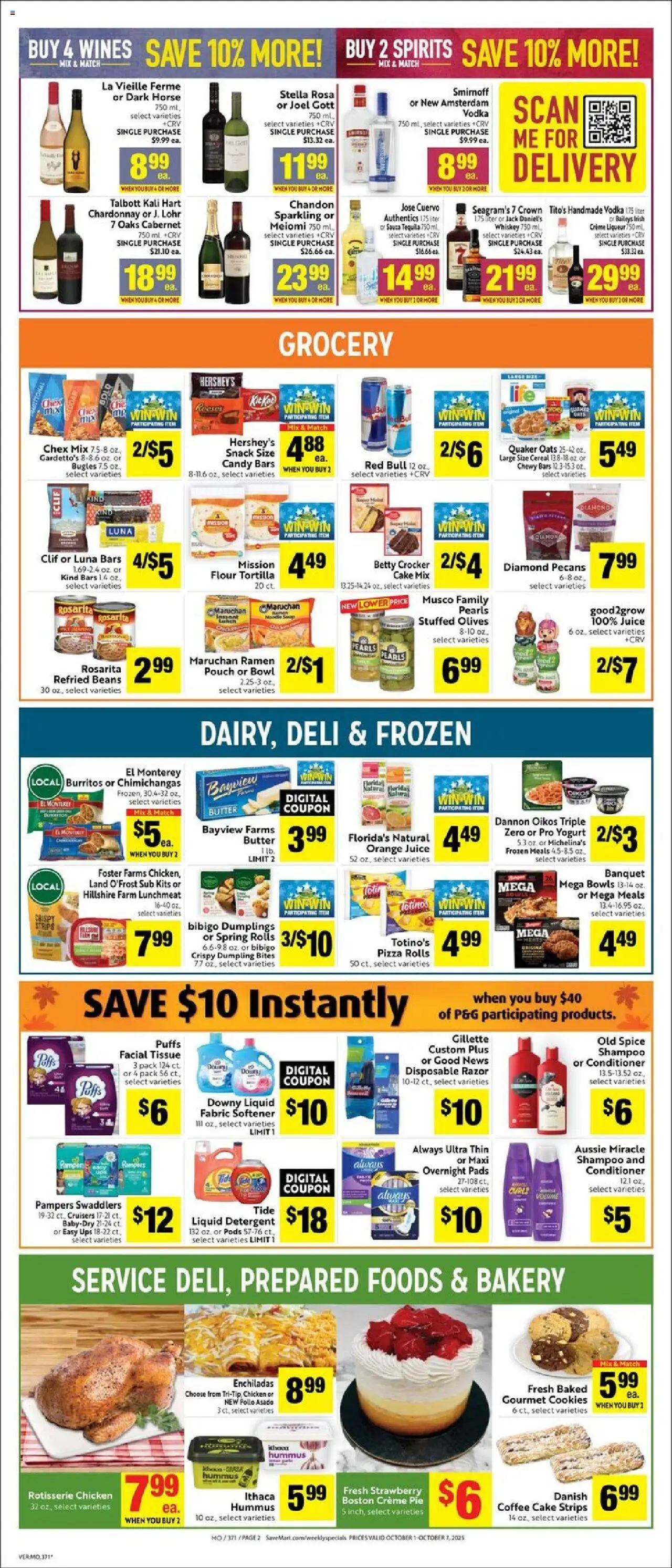 Save Mart Weekly Ad - valid from 01.10.2025 | Page: 2 | Products: Butter, Pizza, Pads, UPS