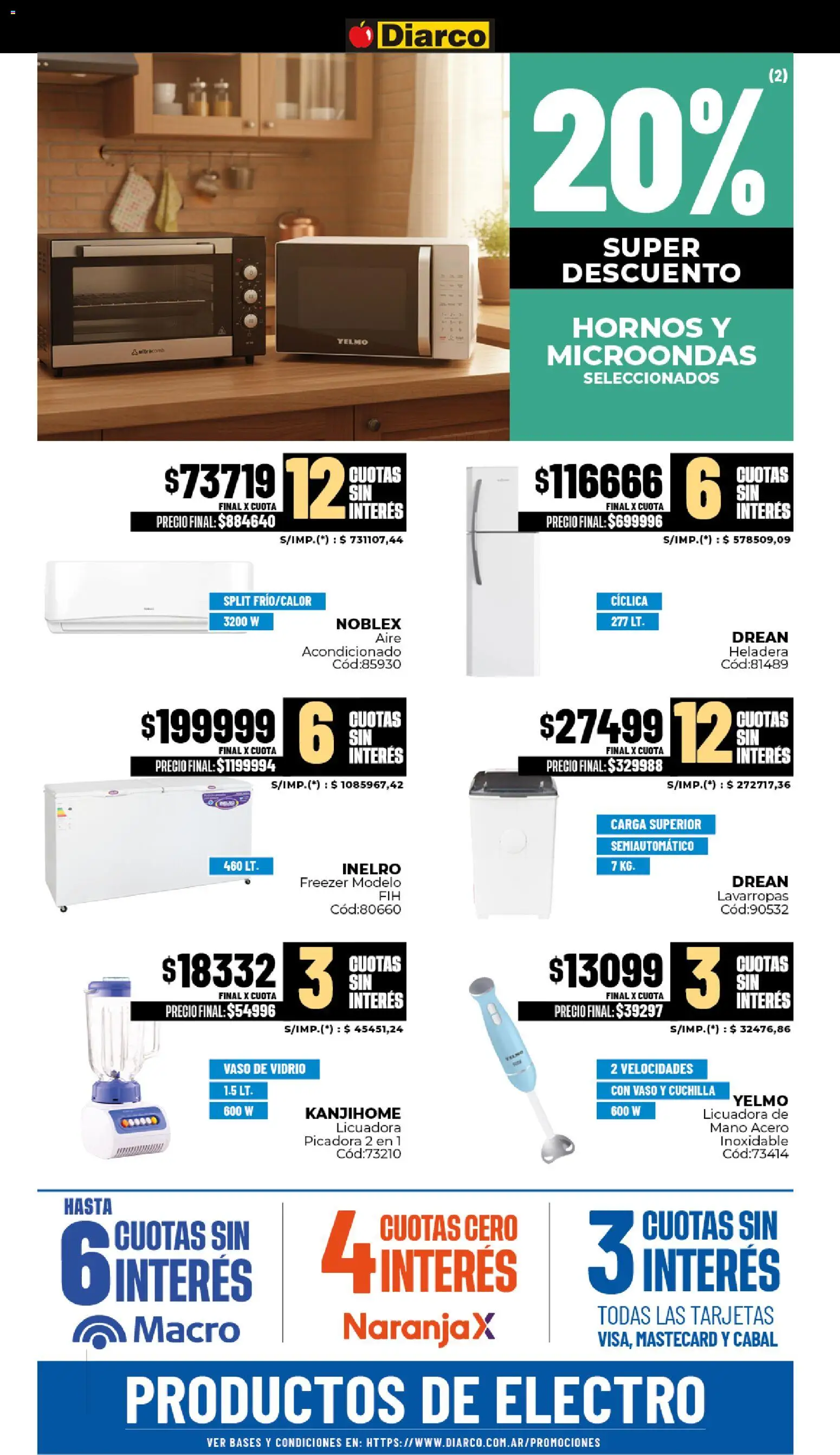 Diarco ofertas │ válido desde el 10.11.2025 | Página: 23 | Productos: Heladera, Microondas, Freezer, Licuadora