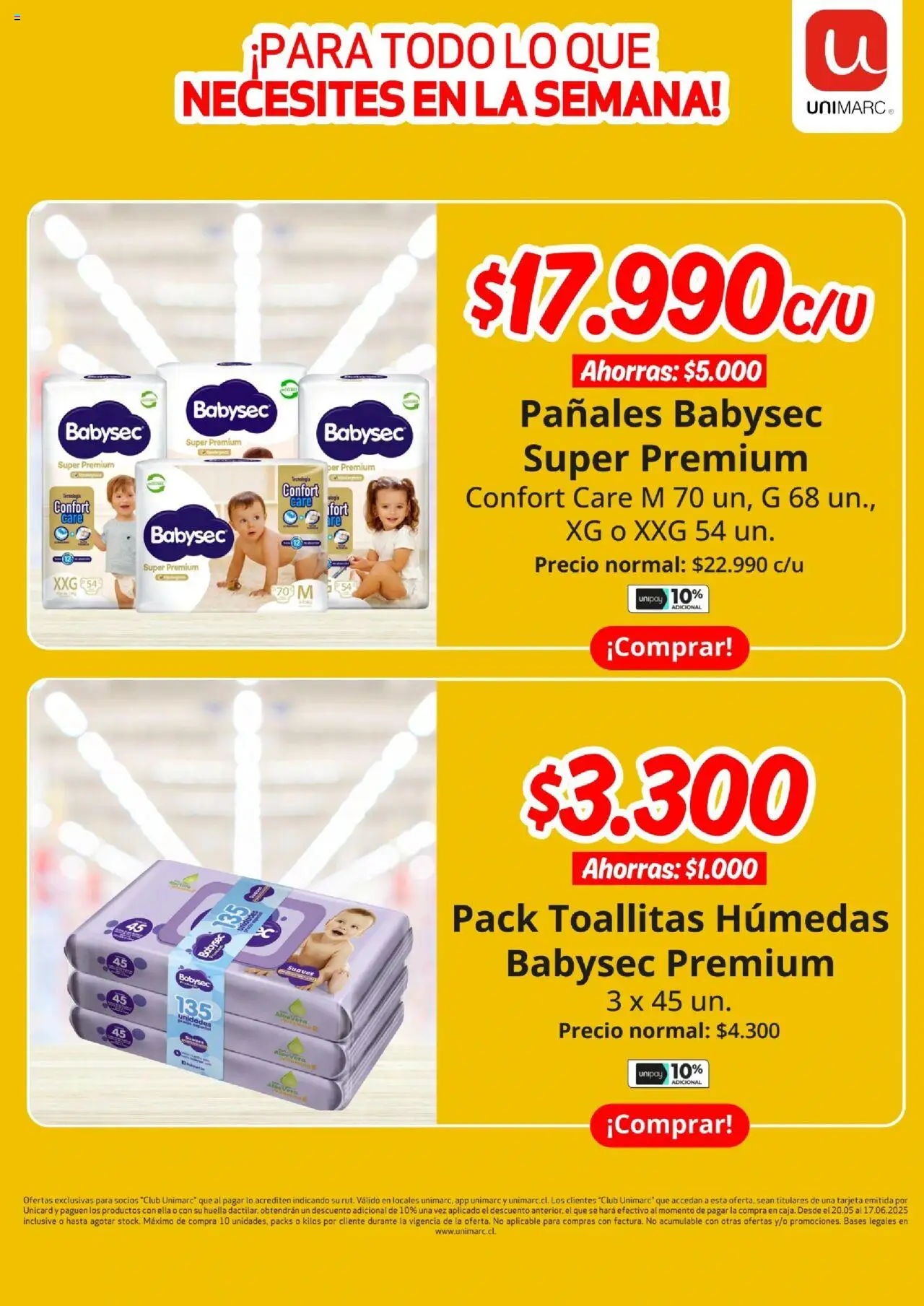 Unimarc Ofertas │ válido desde el 30.05.2025 | Página: 17 | Productos: Pañales, Toallitas húmedas