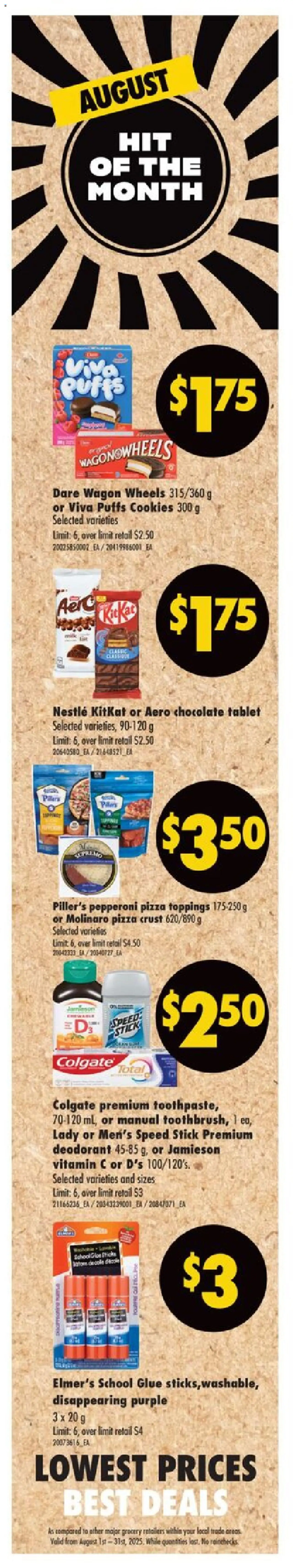 Real Canadian Superstore flyer valid from 14.08.2025 | Page: 5 | Products: Cookies, Deodorant, Chocolate, Pizza
