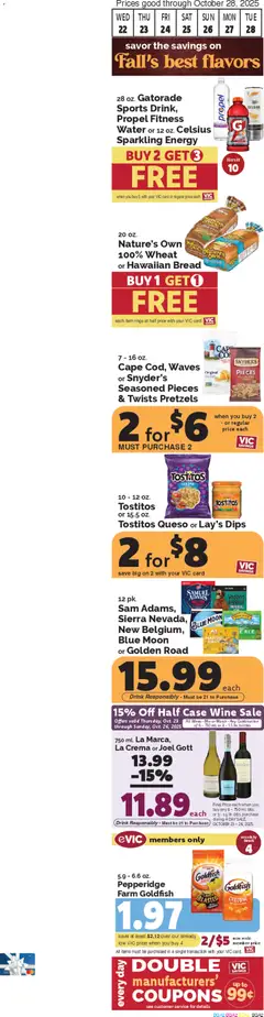 Preview of Harris Teeter weekly ads valid from 22.10.2025 | Page: 2 | Products: Bread, Water, Salt, Onion