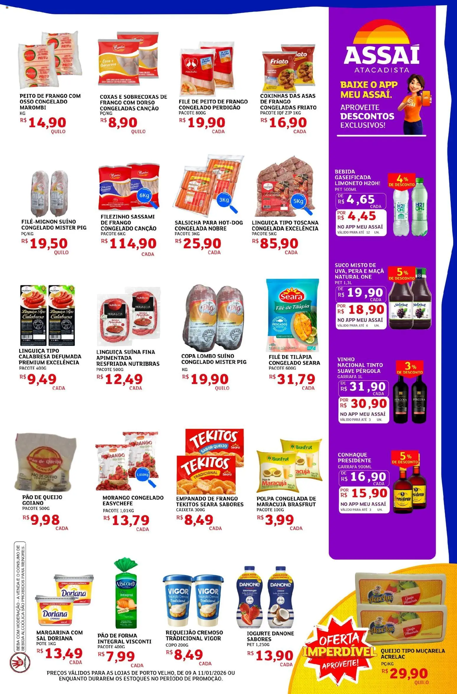 Assaí Atacadista Folheto - válido de 09.01.2026 | Página: 3 | Produtos: Vinho, Sal, Requeijão, Mussarela