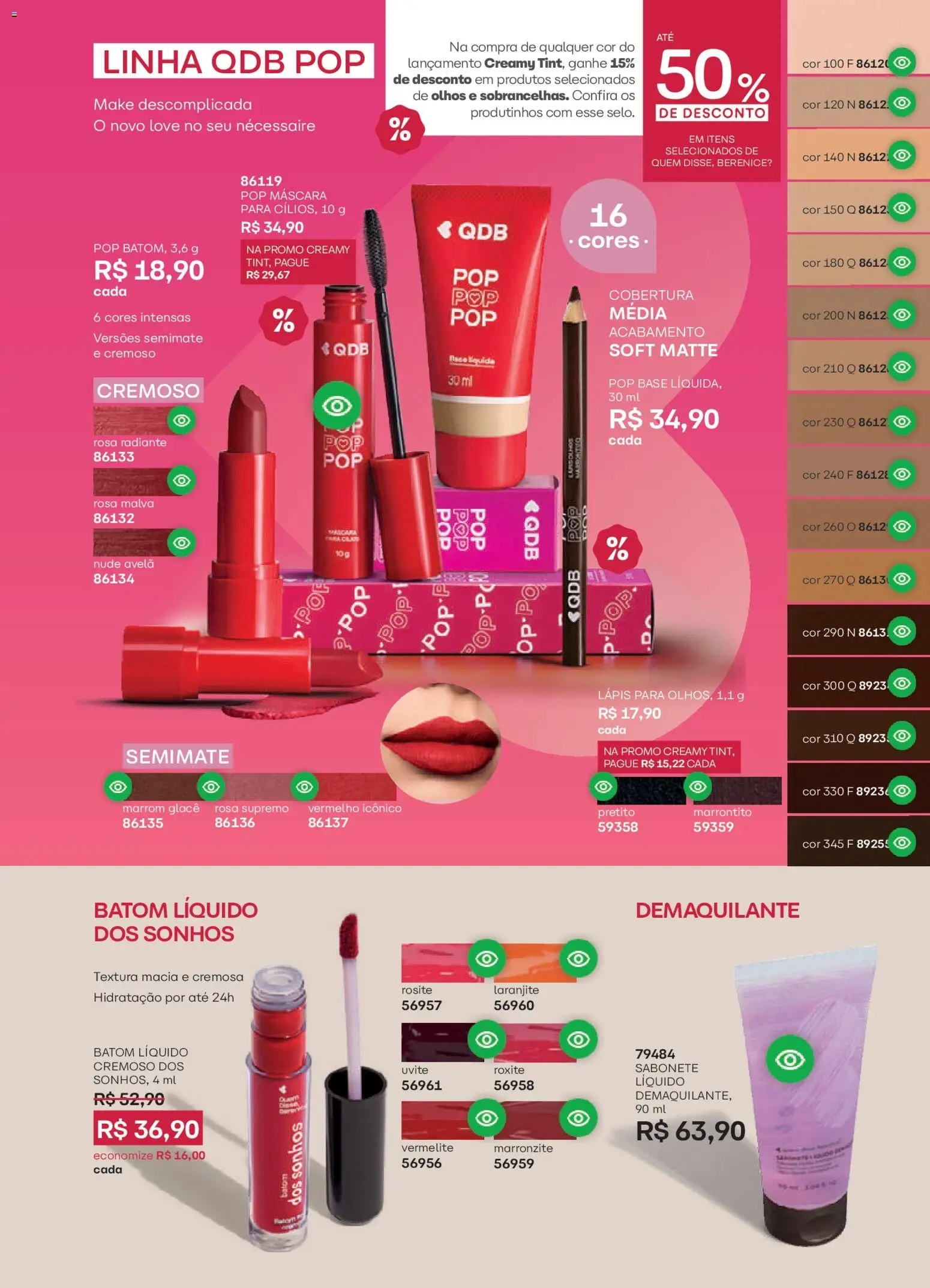 O Boticário Folheto - válido de 23.03.2026 | Página: 144 | Produtos: Batom, Lápis, Base, Demaquilante