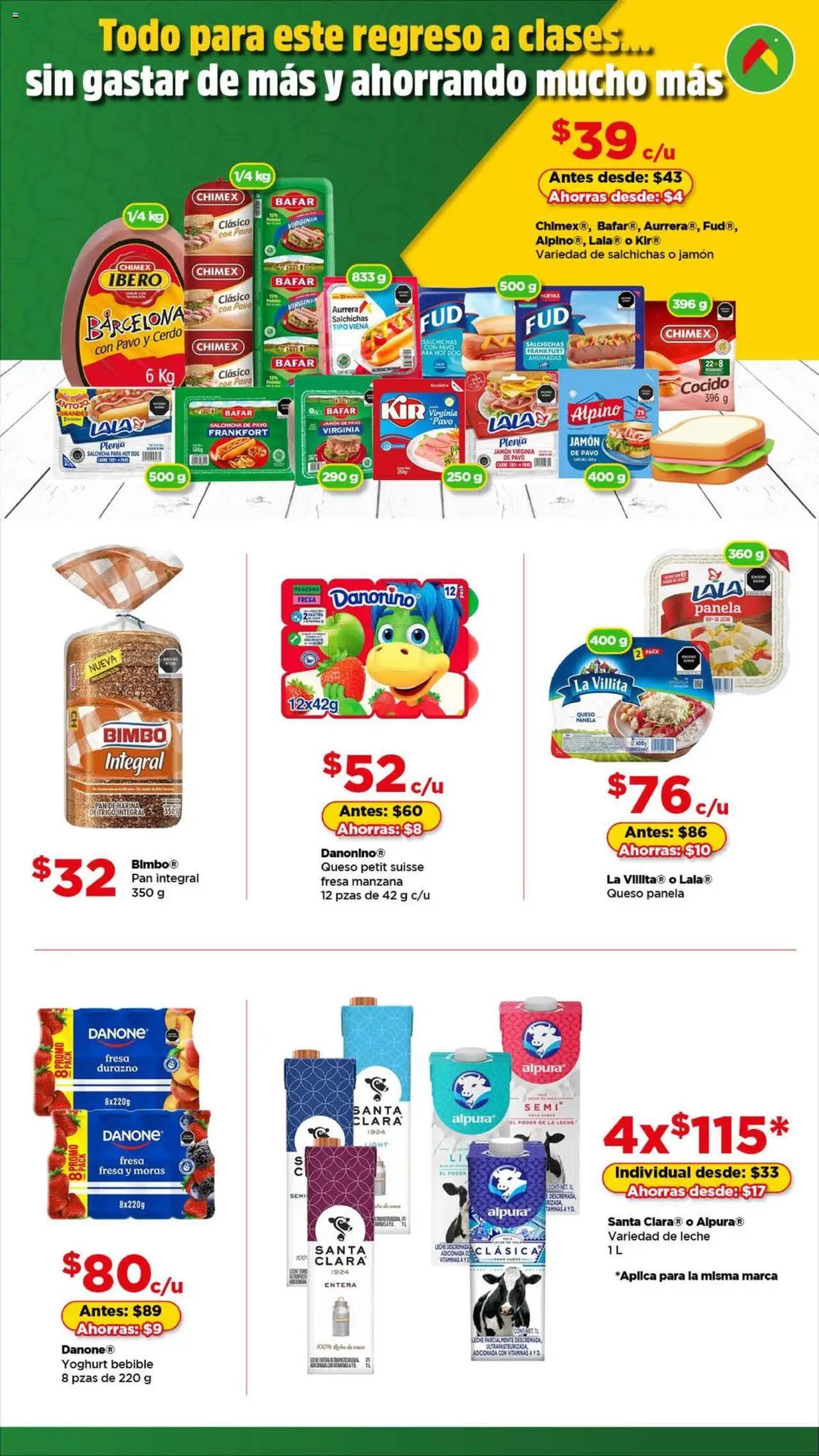 Nuevas ofertas de Bodega Aurrerá válidas en toda la República Mexicana desde el 14.08.2025. ¡Encuentra las mejores ofertas en Bodega Aurrerá - Folleto Aquí si te Alcanza! | Página: 3 | Productos: Durazno, Salchicha, Queso, Cerdo